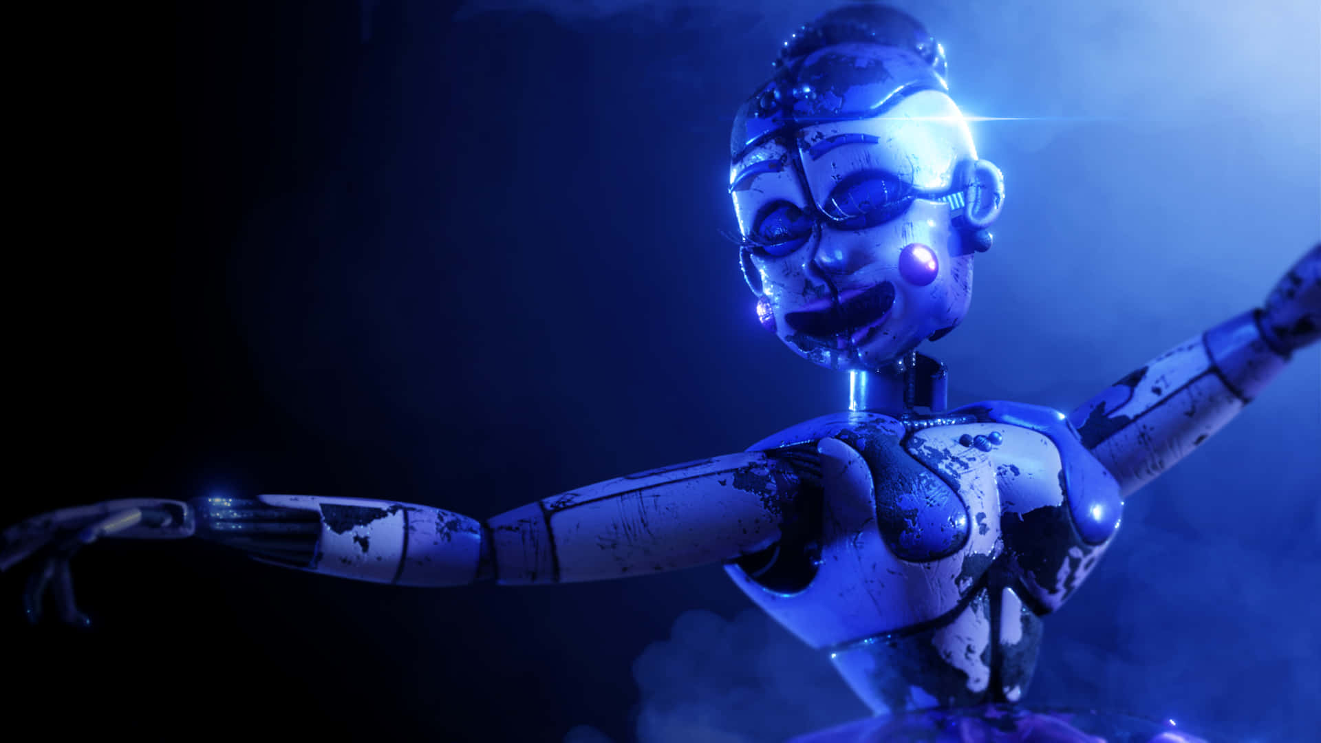Ballora, Blue Aesthetic, glowing eyes, Full HD Desktop Wallpaper