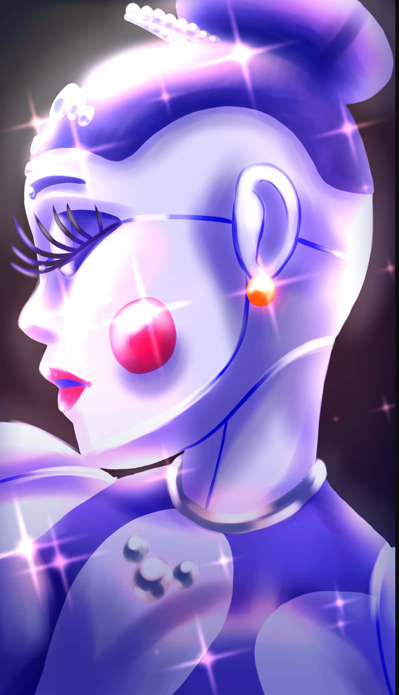 Ballora, purple hair, glowing, Full HD Phone Wallpaper