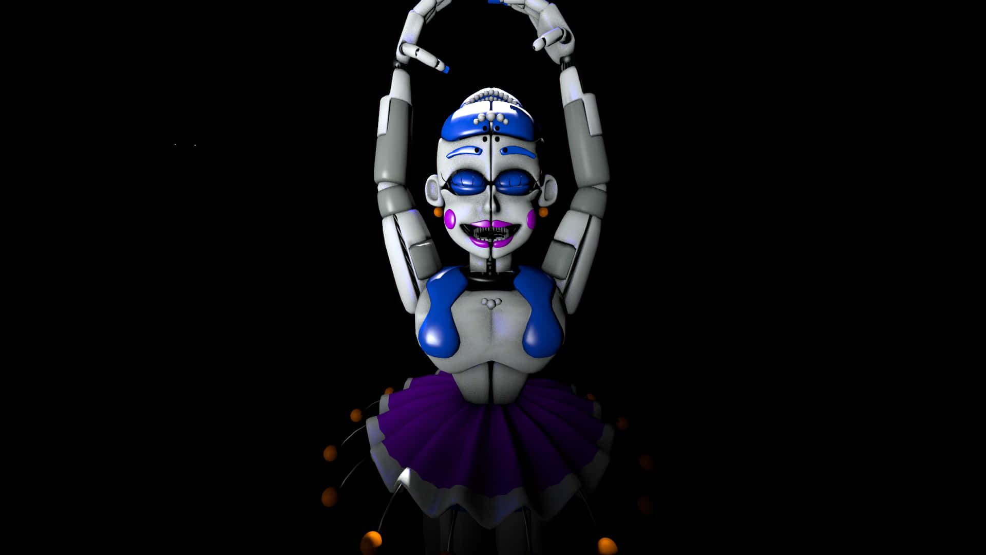 Ballora, blue and purple accents, graceful pose, Full HD Desktop Wallpaper