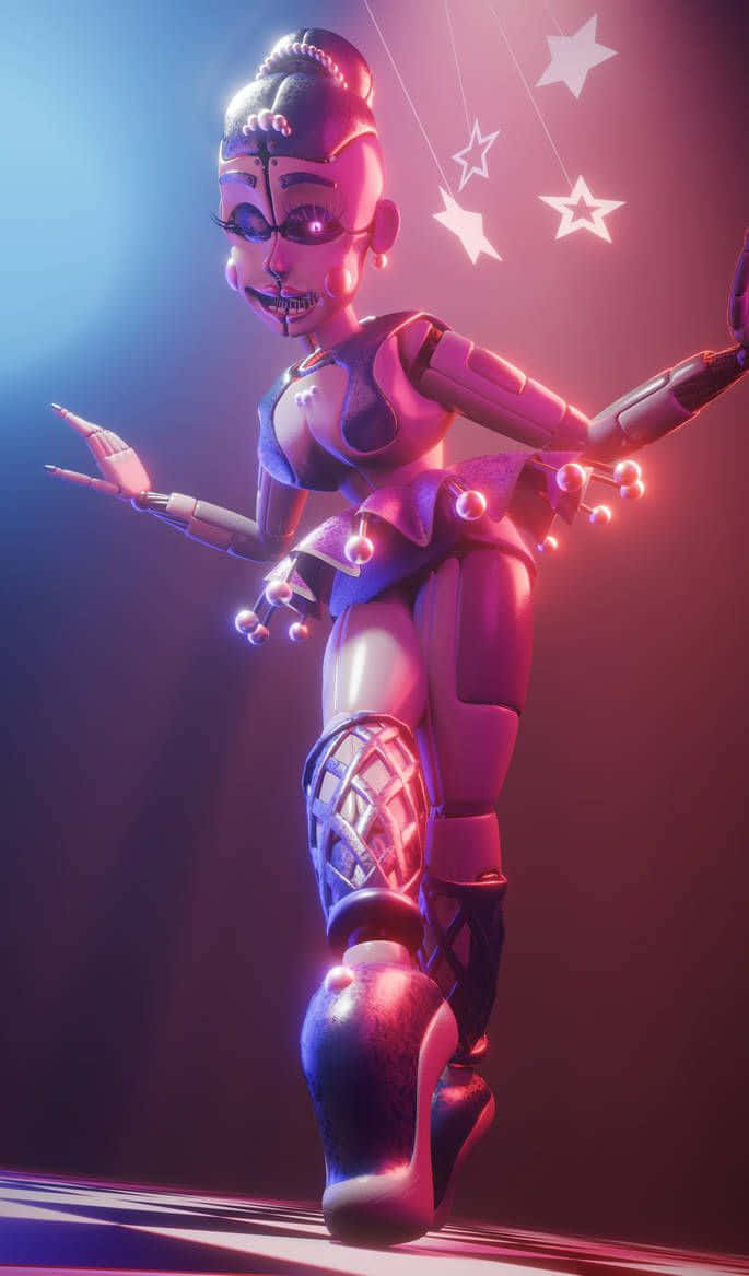 Ballora, glowing joints, star lights, SD Phone Wallpaper