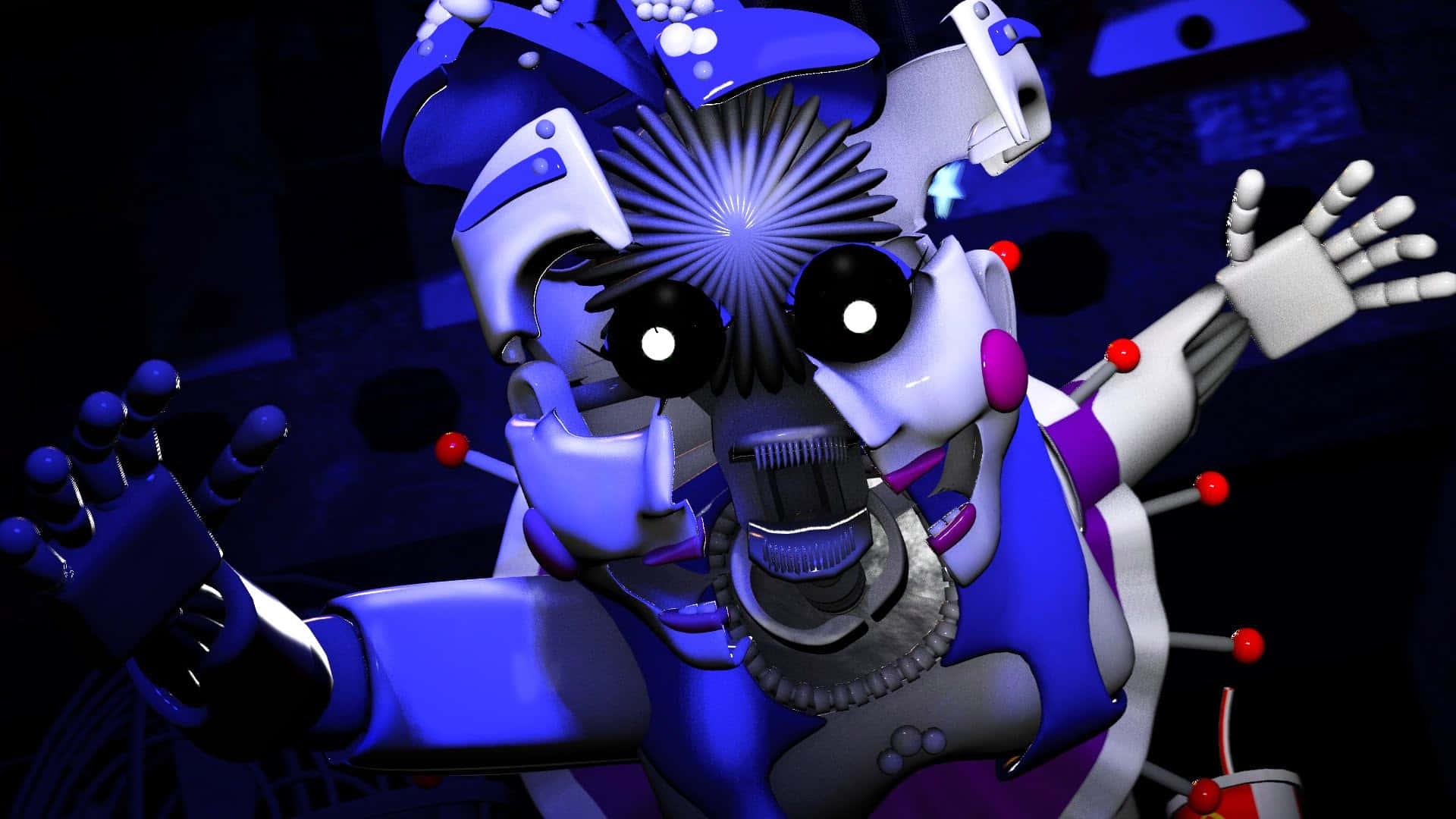 Ballora, blue and white, glowing eyes, Full HD Desktop Wallpaper