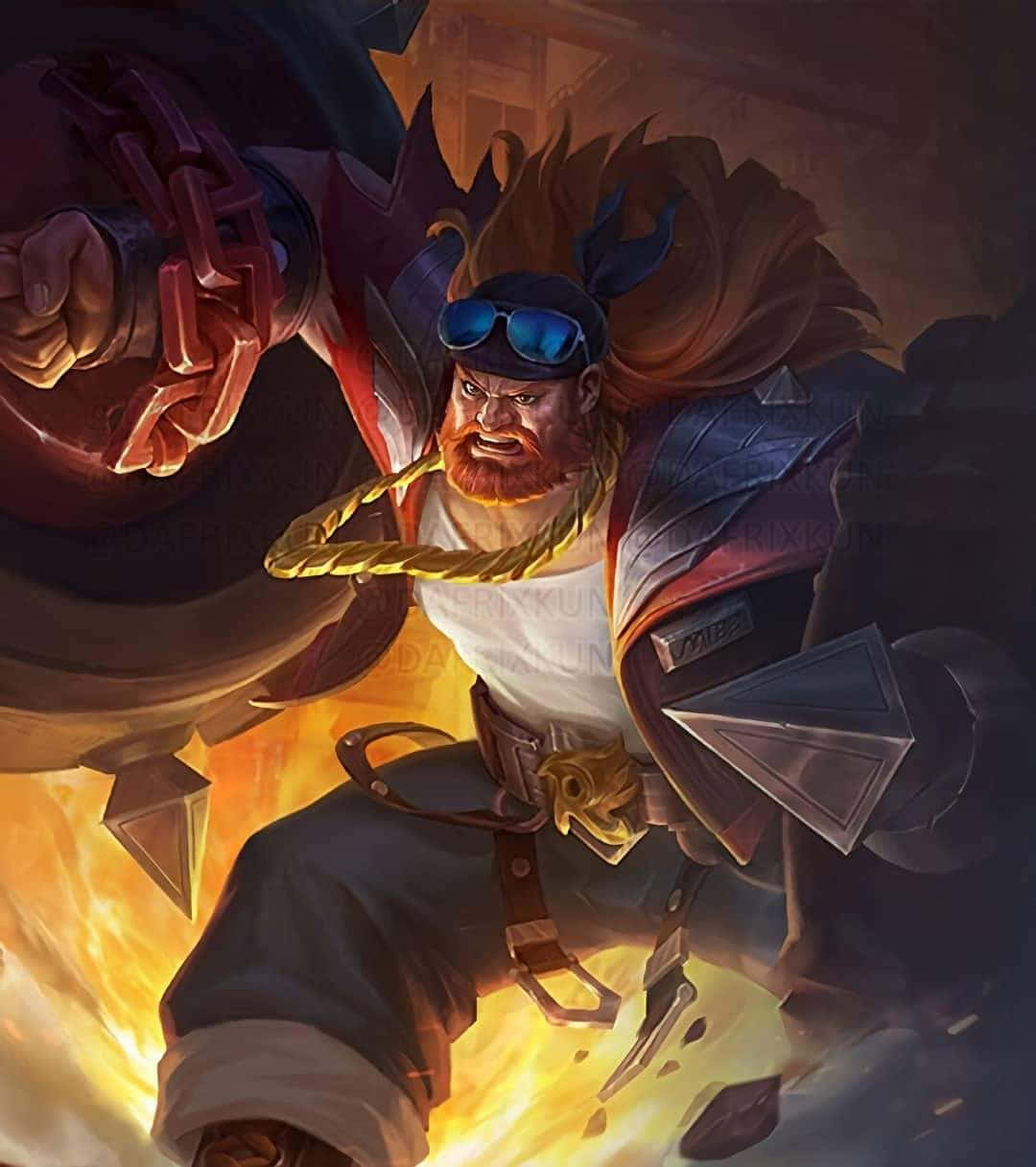 Balmond Mobile Legend, human form, muscular bearded warrior, SD Phone Wallpaper