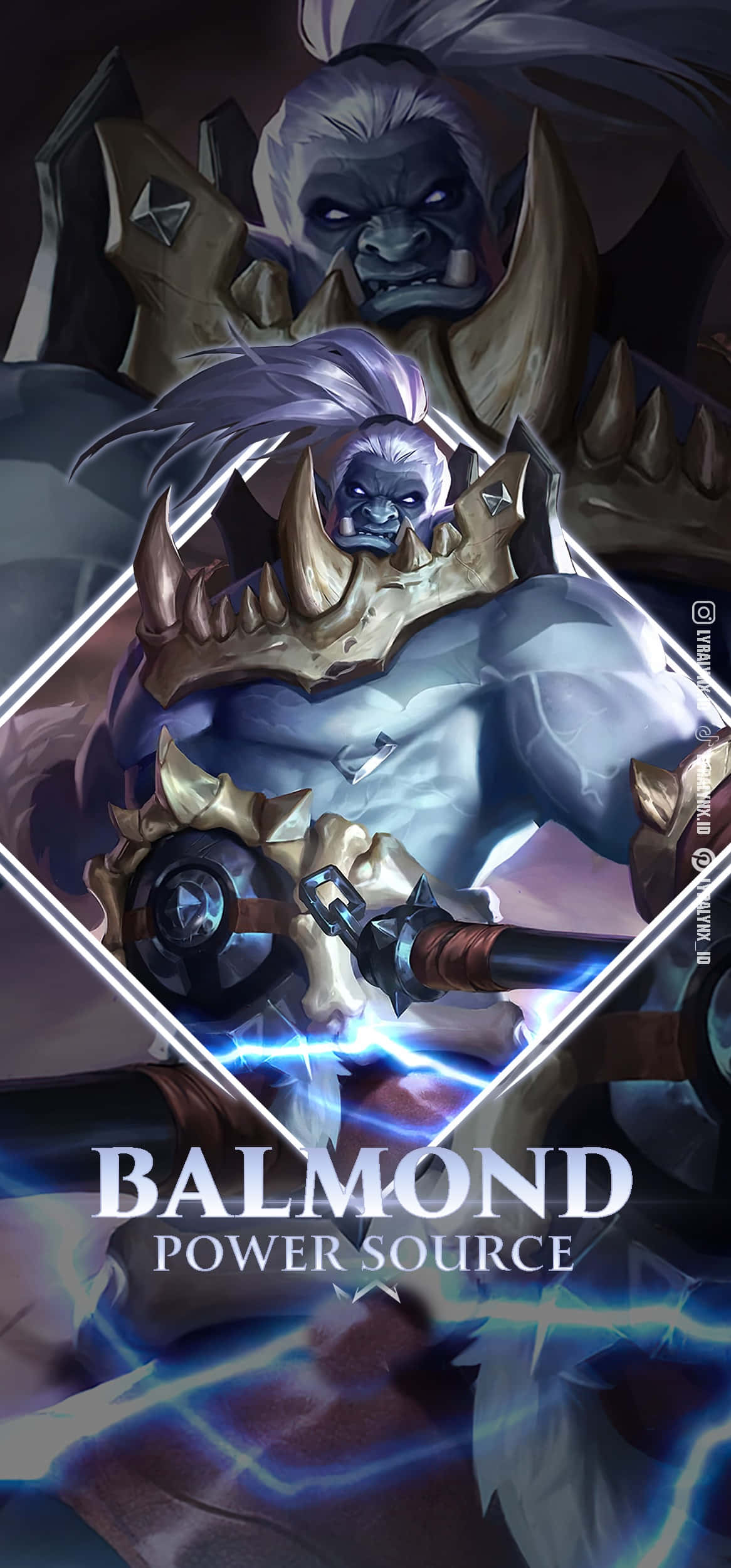 Balmond, Mobile Legend, glowing blue lightning, Full HD Phone Wallpaper