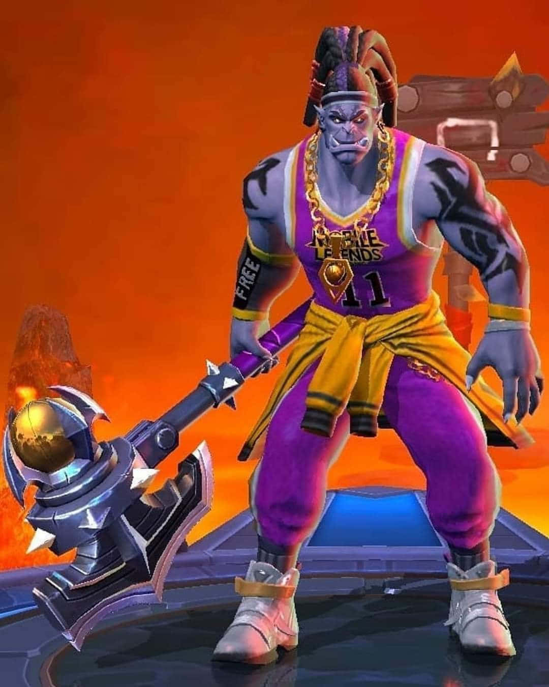 Balmond, Mobile Legend, purple and yellow basketball jersey, HD Phone Wallpaper