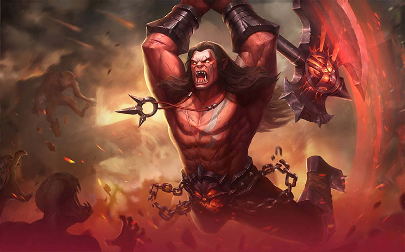 Balmond Mobile Legend, orc warrior, flaming axe, HD Desktop Wallpaper