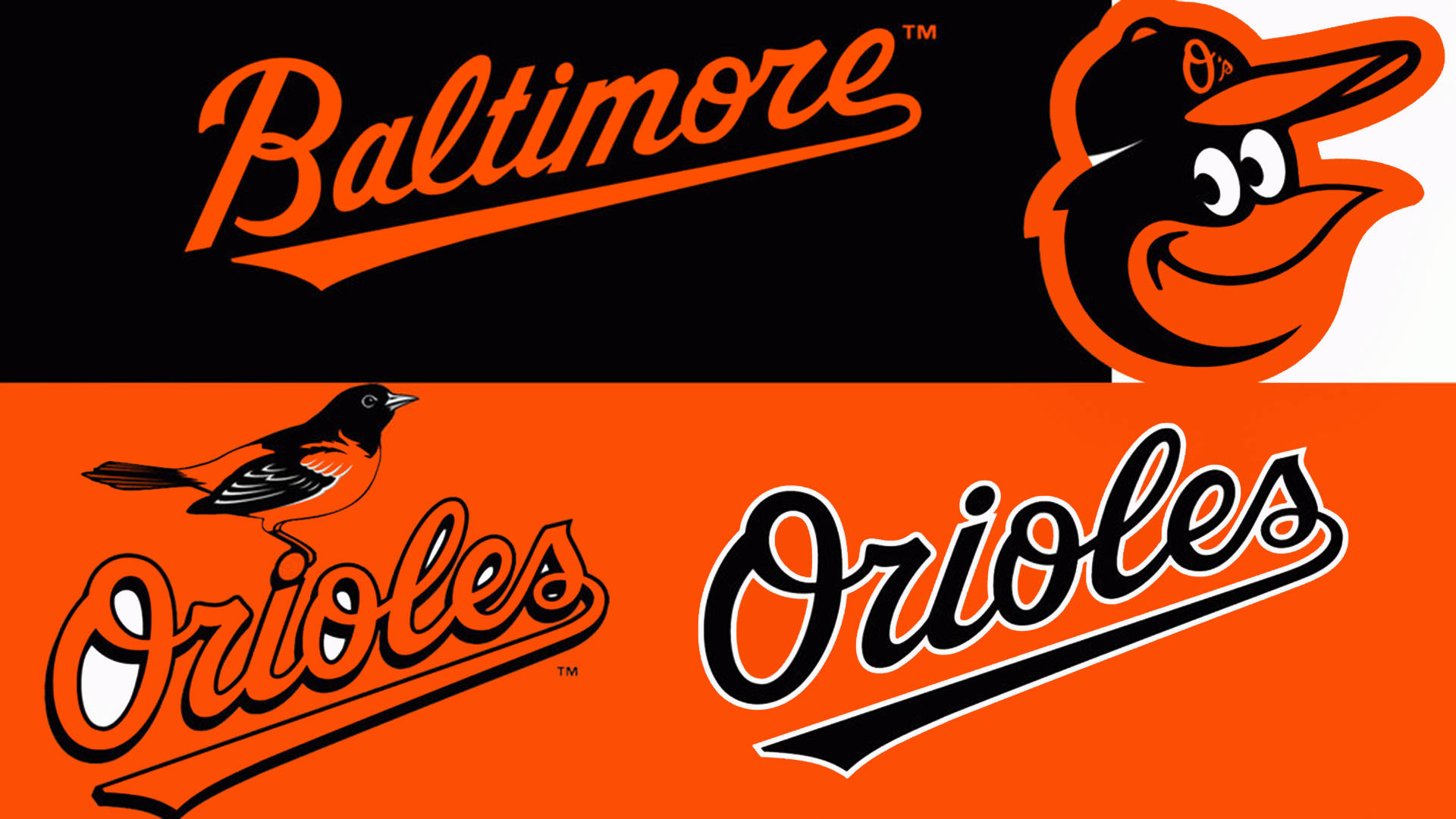 Baltimore Orioles, logo, wordmark, Full HD Desktop Wallpaper