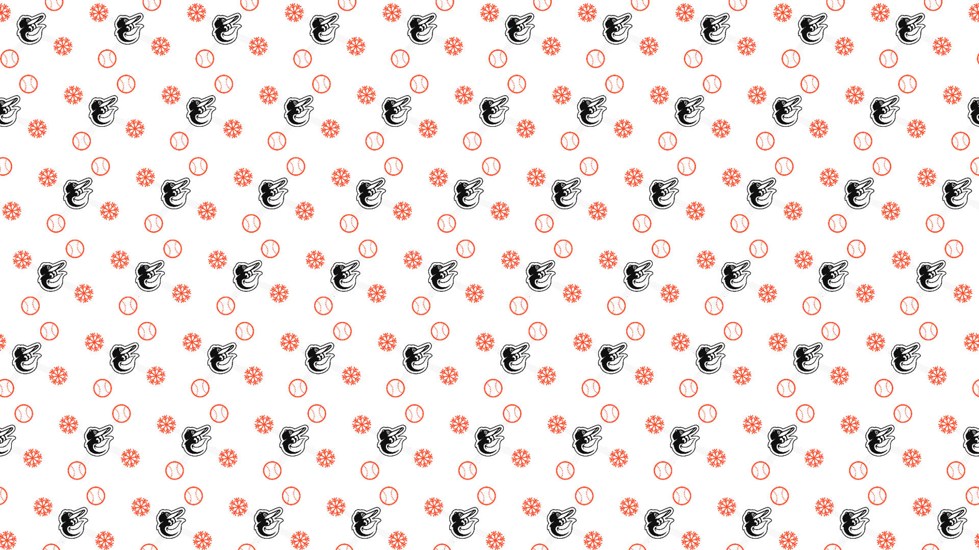 Baltimore Orioles, black guitar icons, orange snowflake shapes, Full HD Desktop Wallpaper