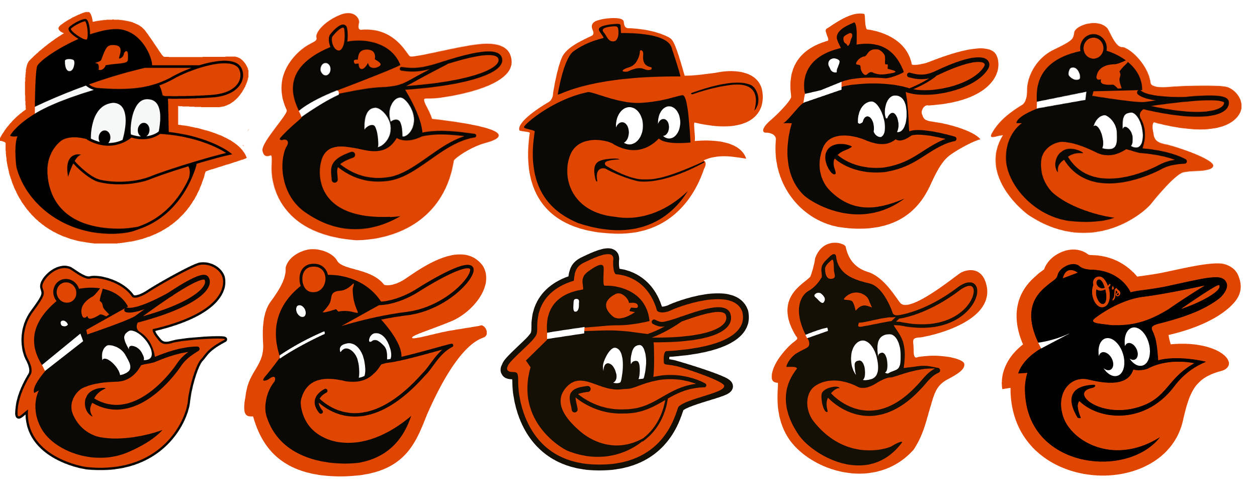 Baltimore Orioles, bird head logos, orange and black, Full HD Desktop Wallpaper