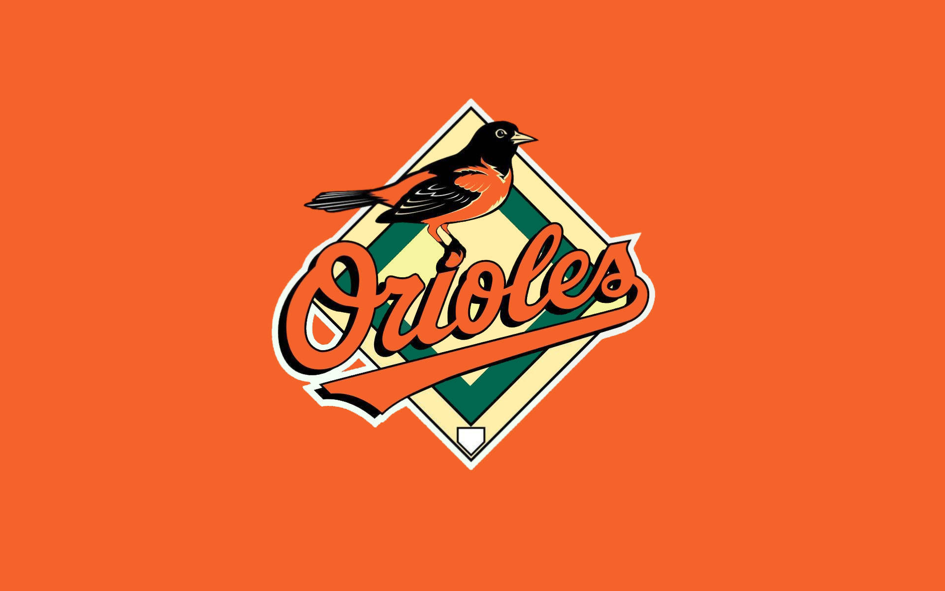 Baltimore Orioles, 1999 logo, orange background, Full HD Desktop Wallpaper