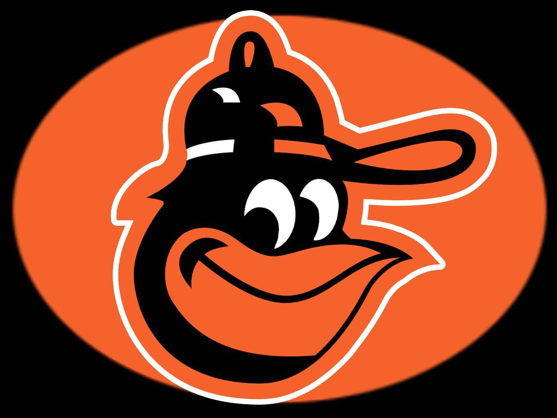 1979 Baltimore Orioles logo, black and orange, cartoon oriole mascot, Full HD Desktop Wallpaper