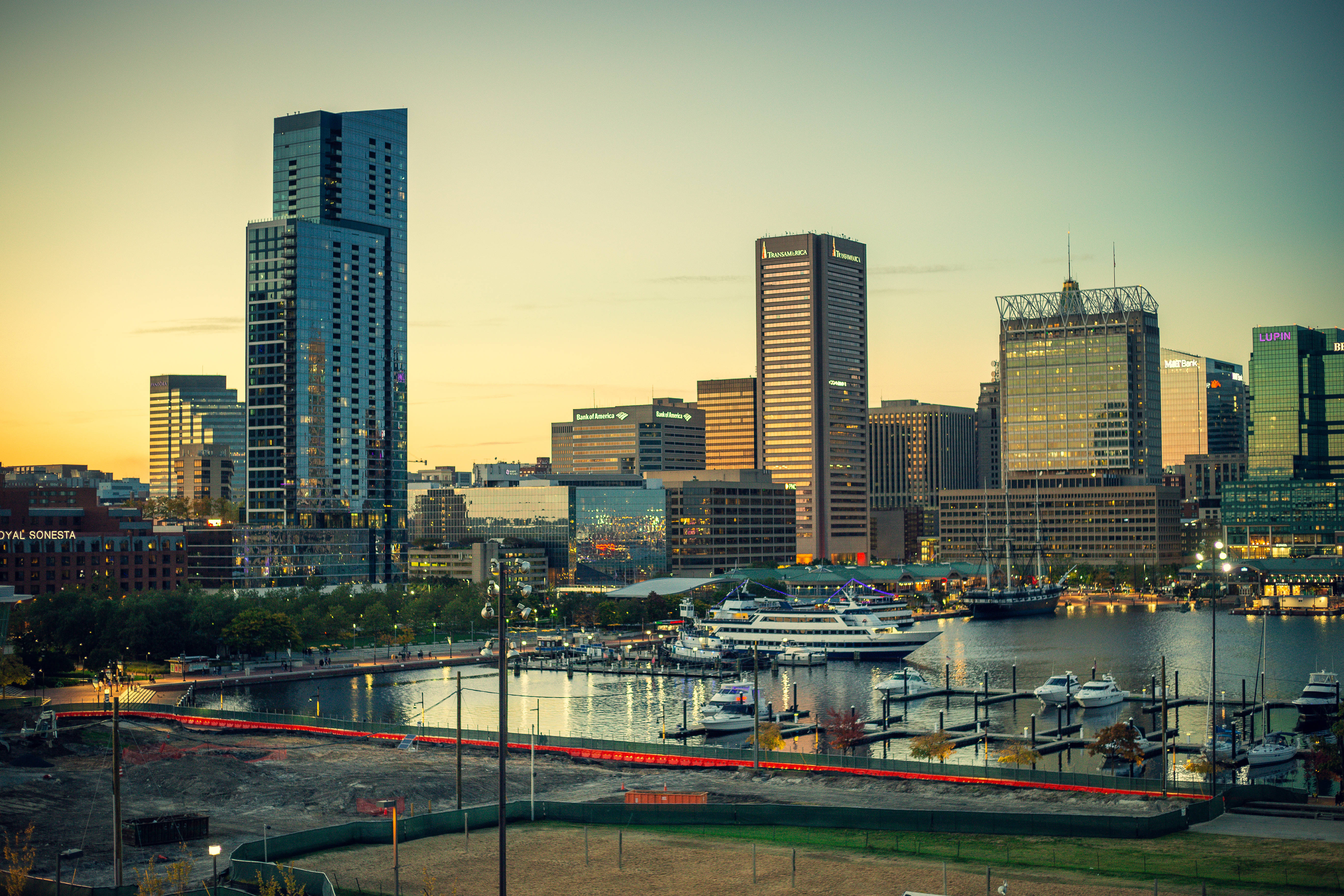 Baltimore, skyline, sunset, 5K Desktop Wallpaper