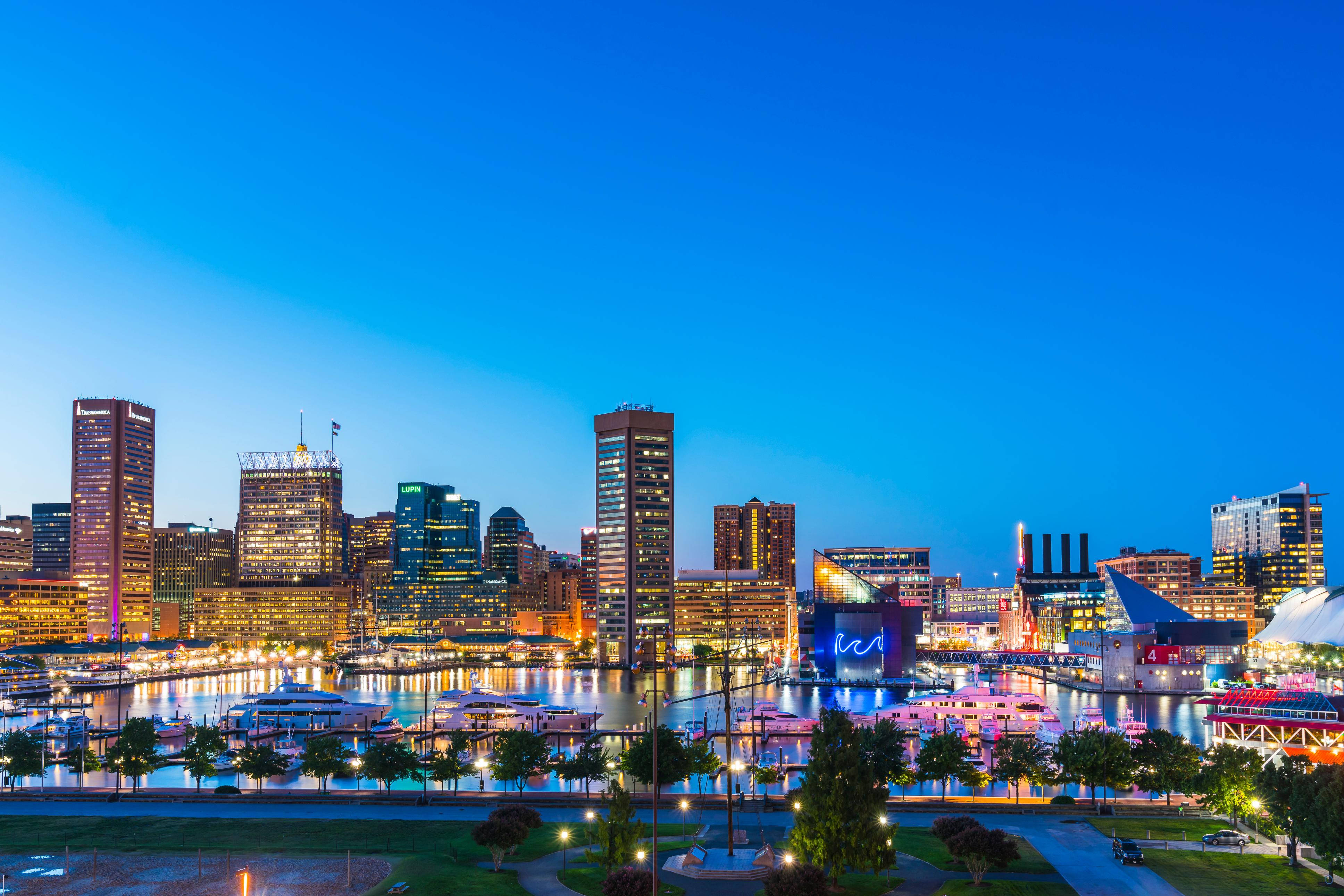 Baltimore, city skyline, dusk, 4K Desktop Wallpaper