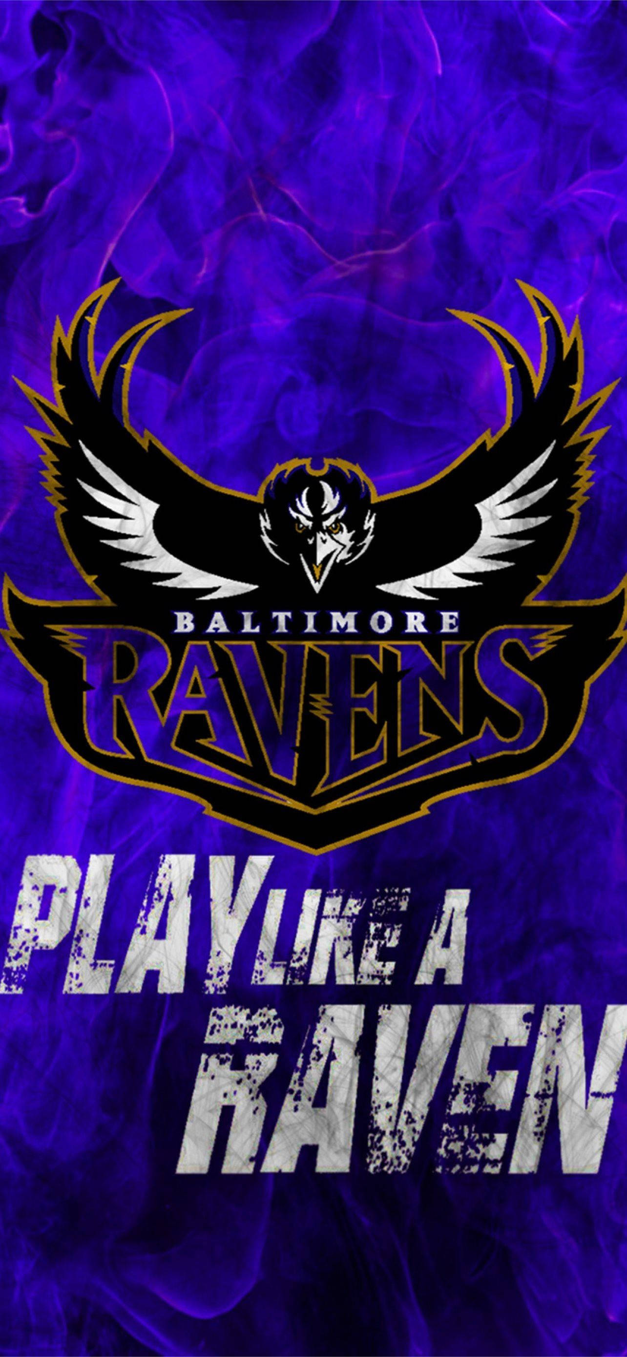 Baltimore Ravens, iPhone 1284 x 2778, smoky purple background, 2K Phone Wallpaper