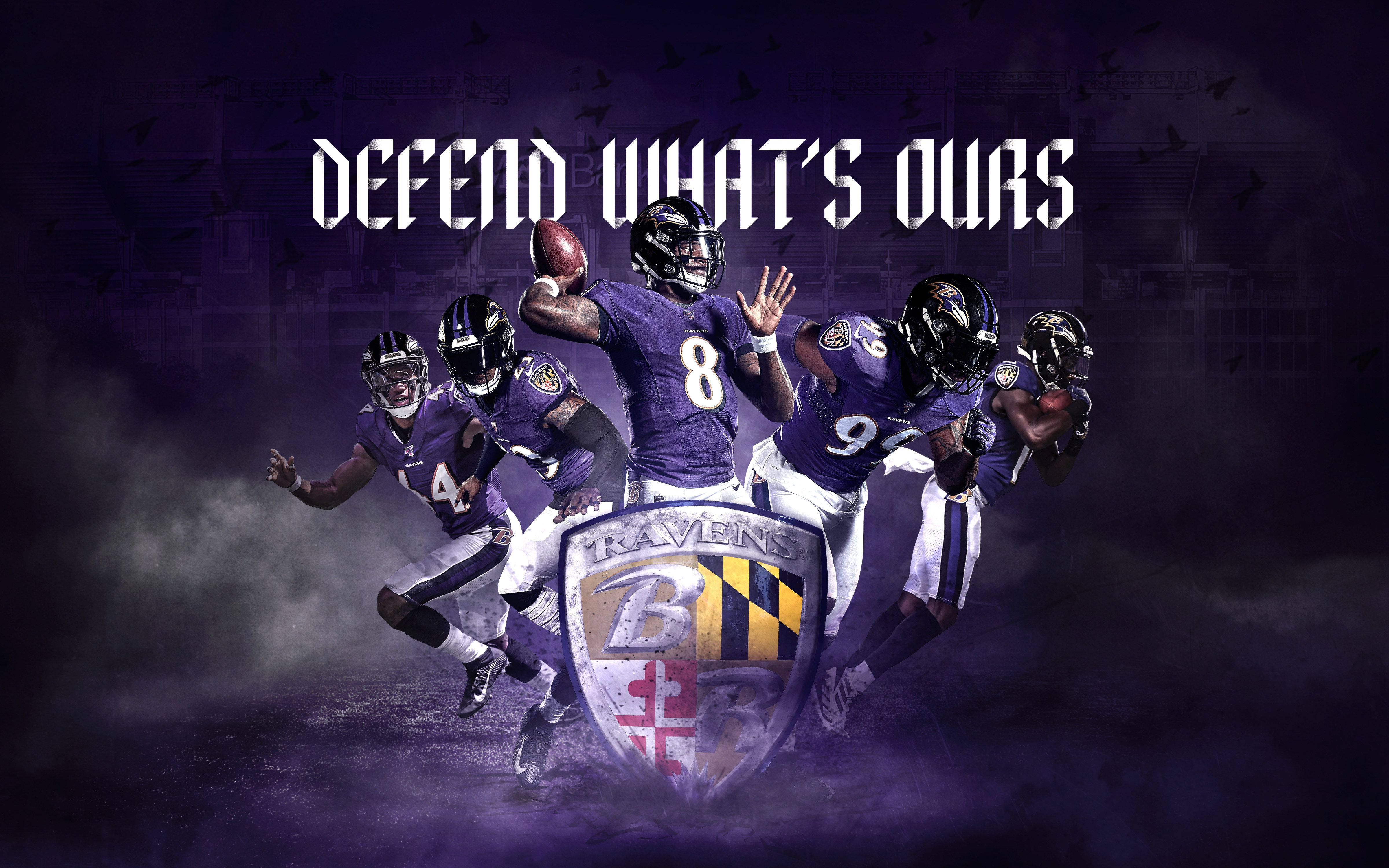 Baltimore Ravens, purple uniforms, sprint dynamically, 4K Desktop Wallpaper