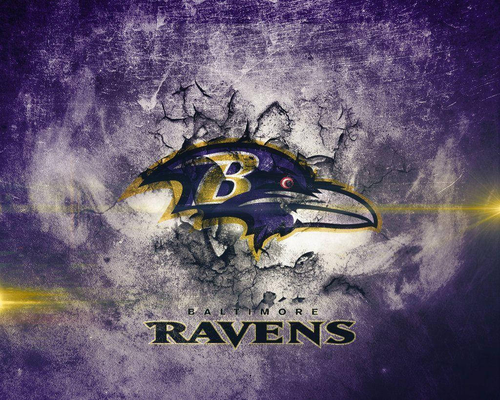 Baltimore Ravens, abstract concrete logo, cracked purple wall, SD Desktop Wallpaper