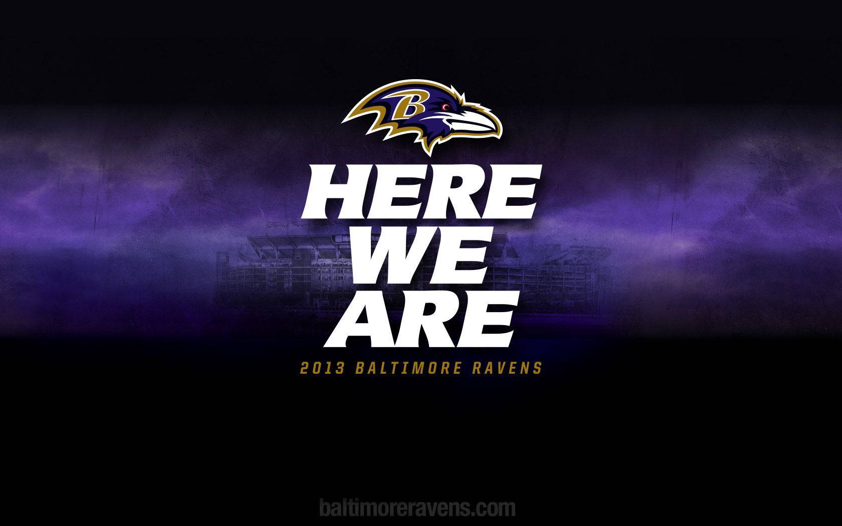 Baltimore Ravens, HERE WE ARE, dark purple stormy sky, HD Desktop Wallpaper