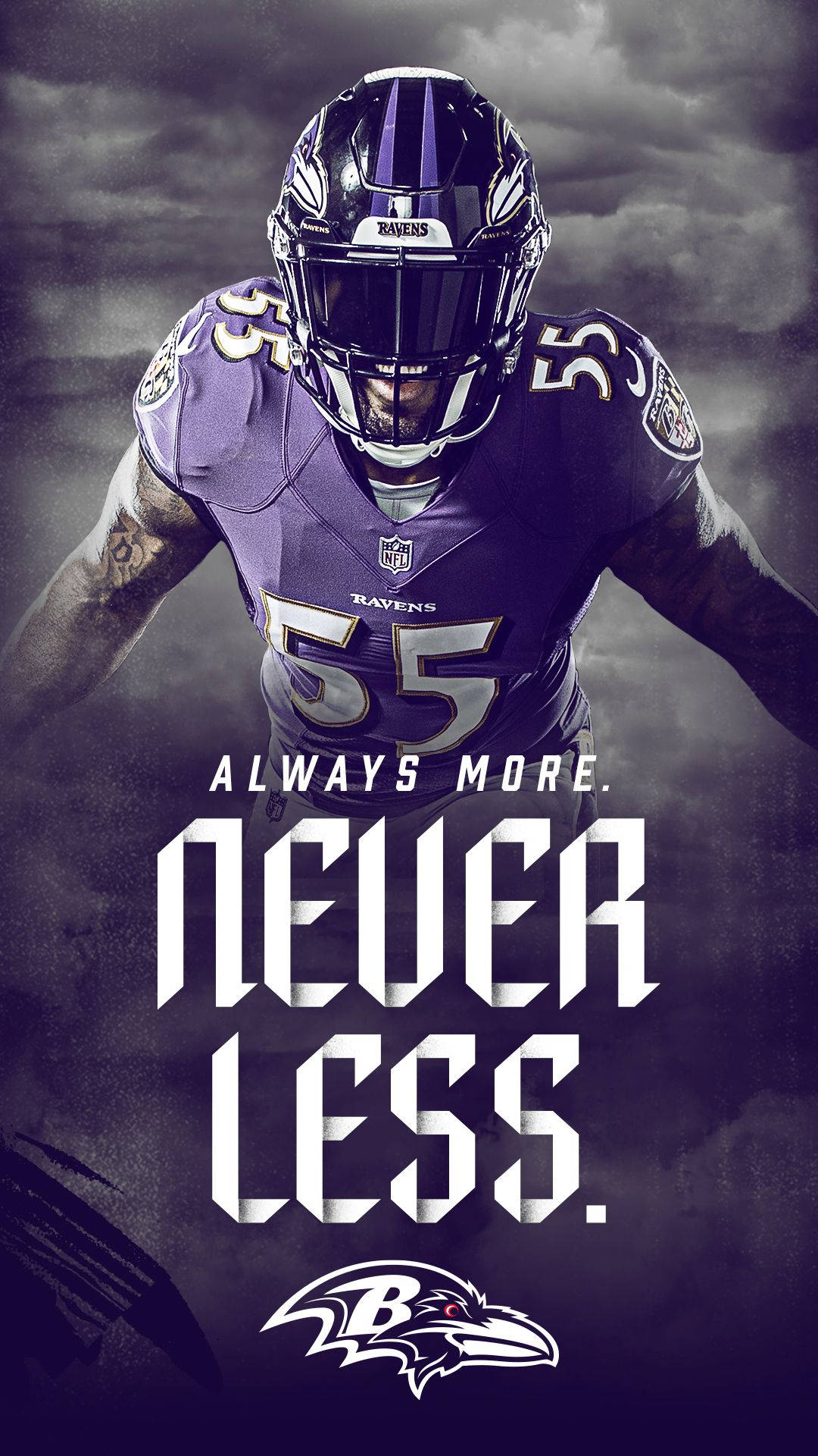 Baltimore Ravens, purple gear, stormy sky, Full HD Phone Wallpaper