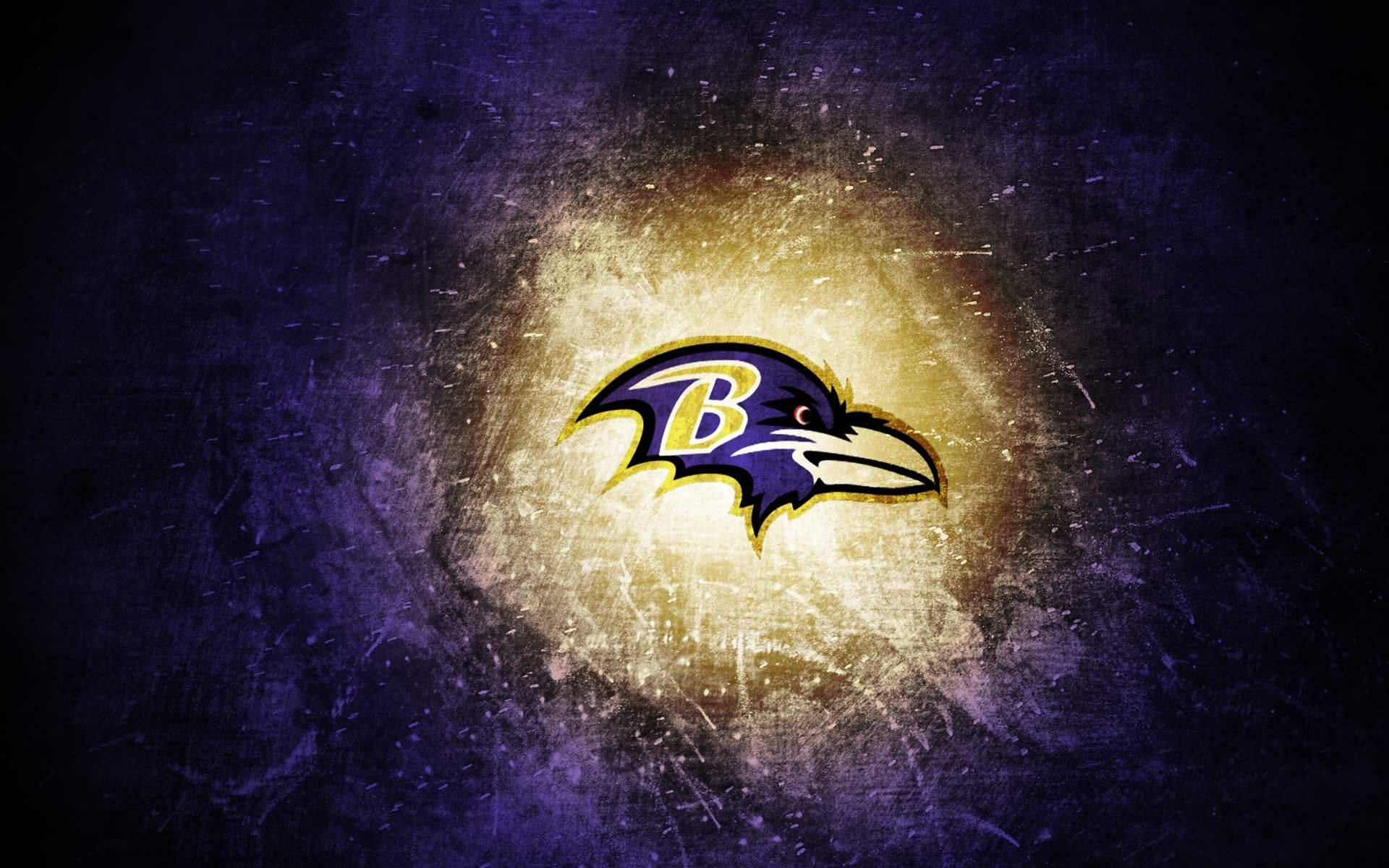 Baltimore Ravens, glowing logo, textured golden circle, Full HD Desktop Wallpaper