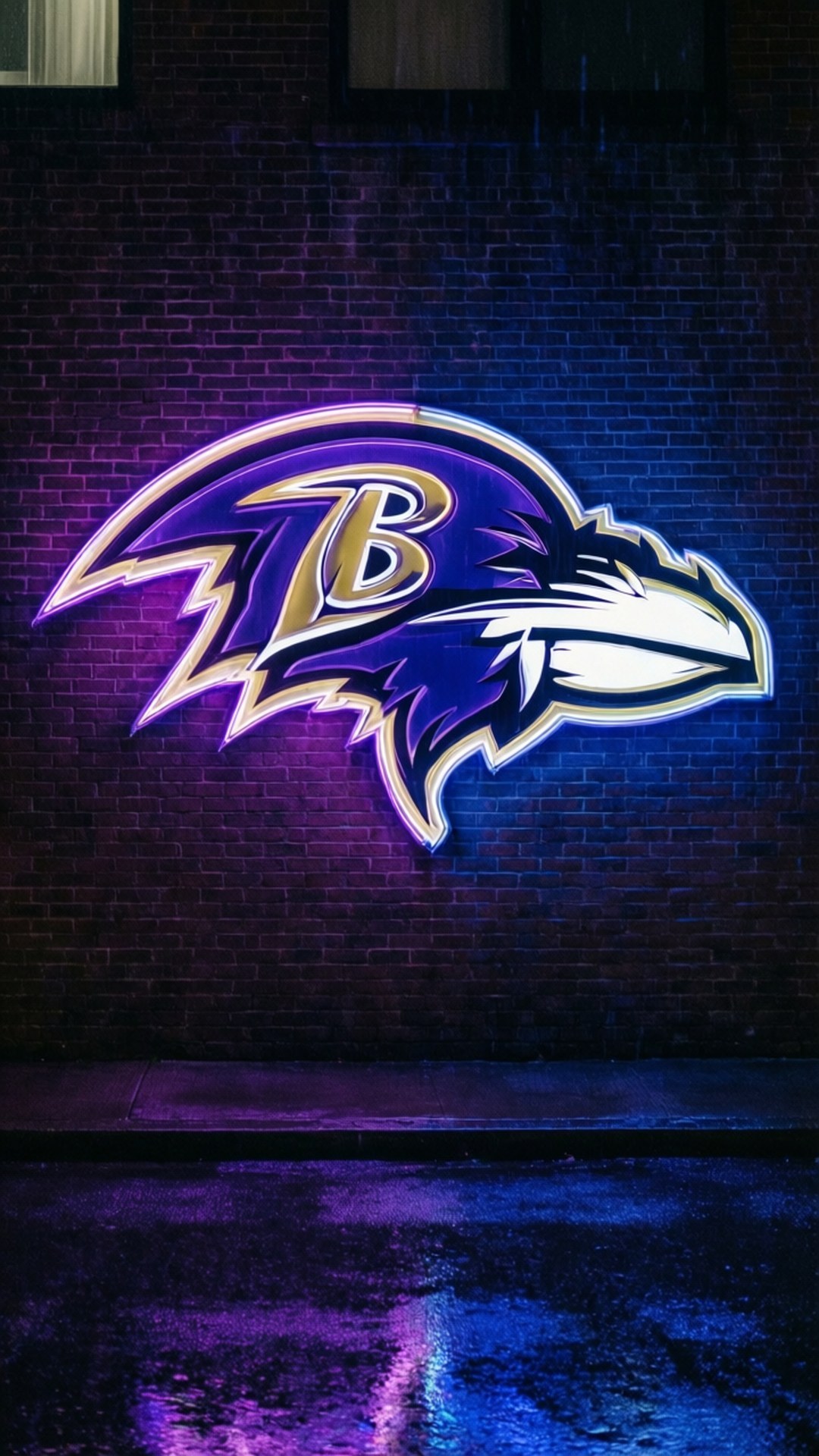Baltimore Ravens, neon logo, glowing purple, Full HD Phone Wallpaper