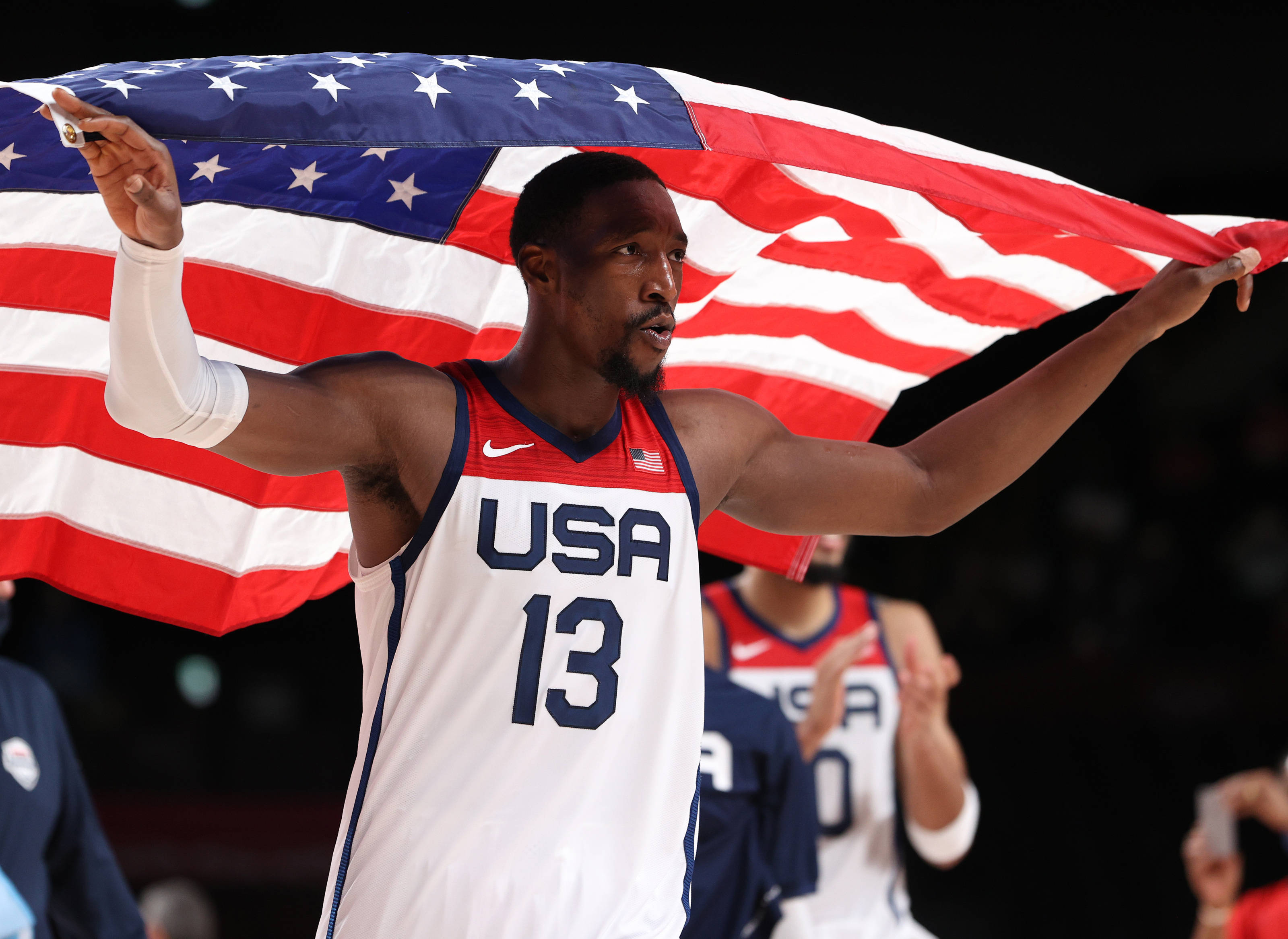 Bam Adebayo, American flag, jersey number 13, 2K Desktop Wallpaper