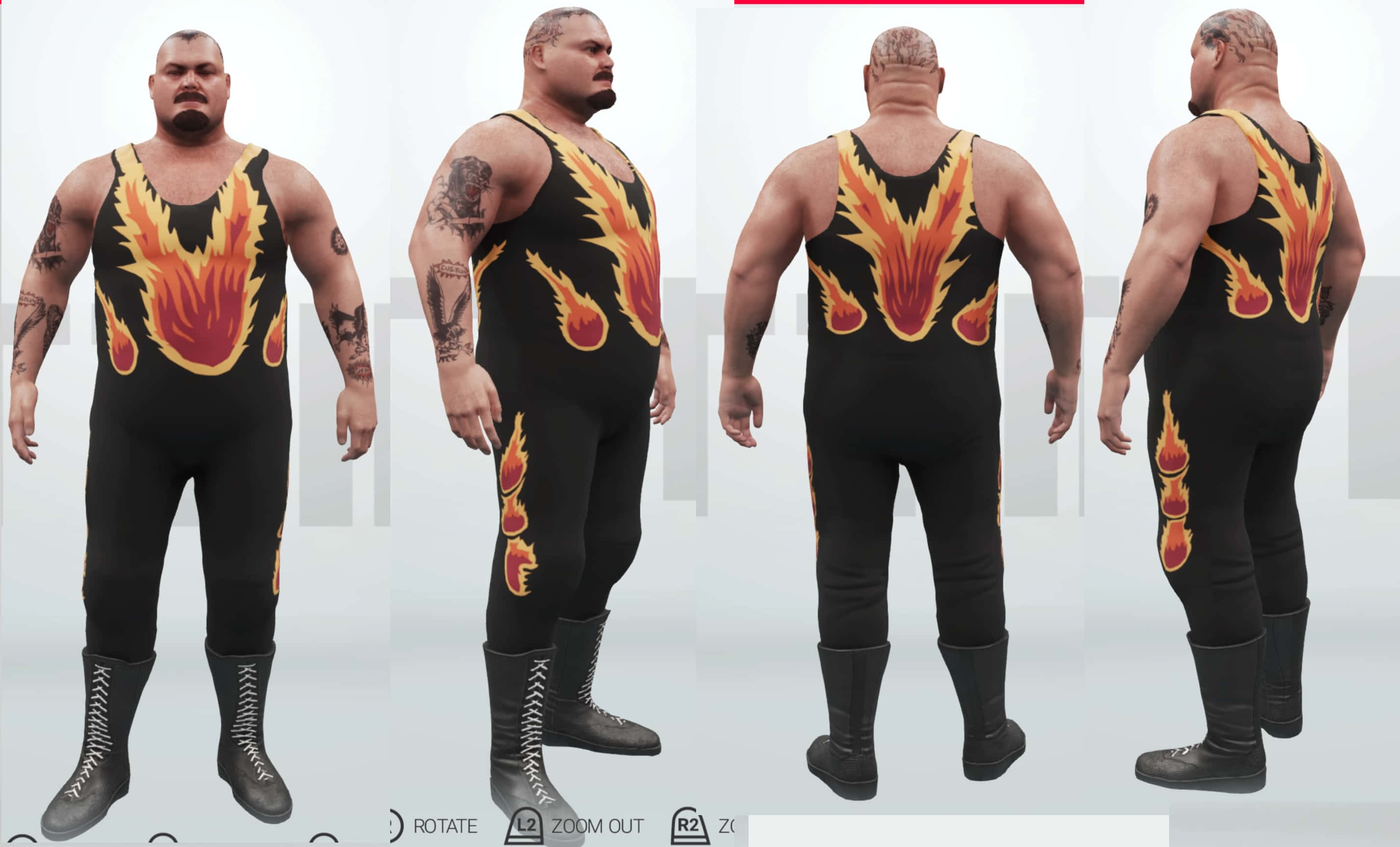 Bam Bam Bigelow, 80s NJPW era, black flame-patterned singlet, 2K Desktop Wallpaper