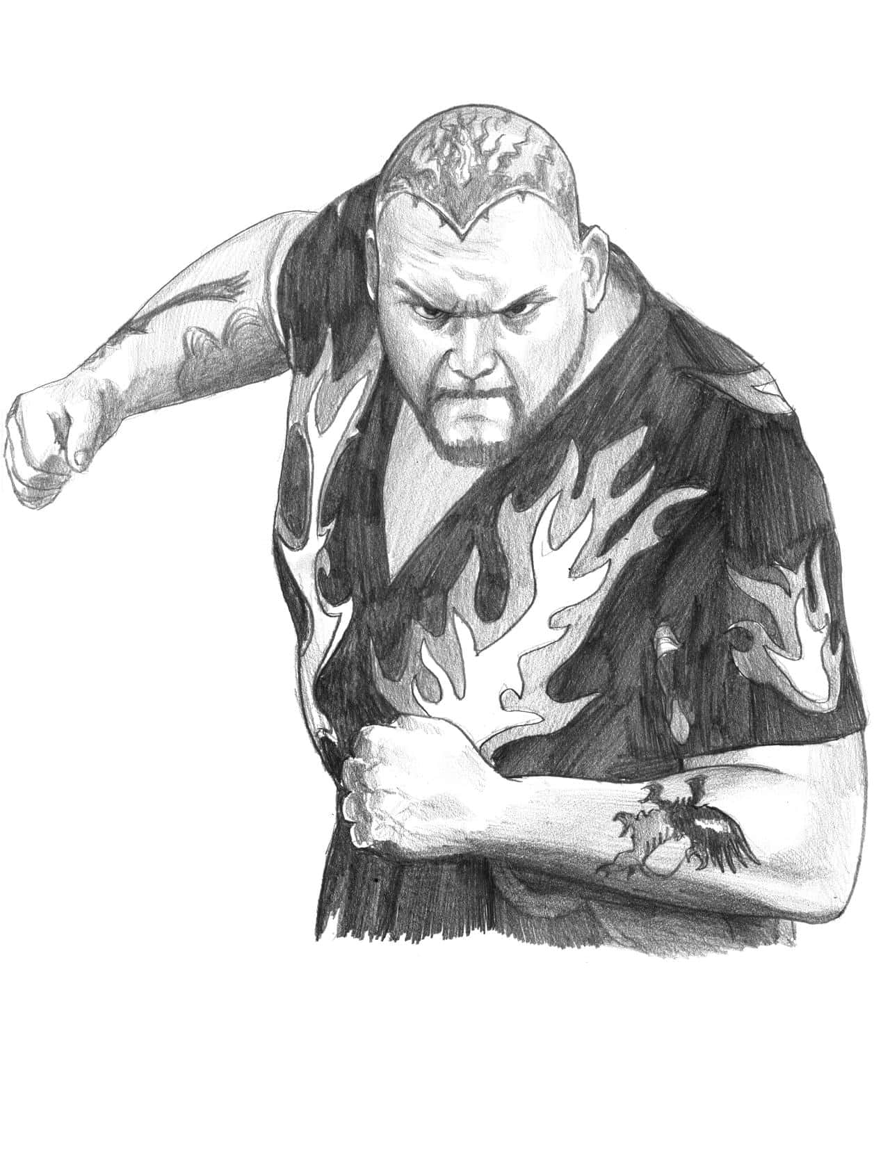 Bam Bam Bigelow, pencil sketch, tattoos, HD Phone Wallpaper