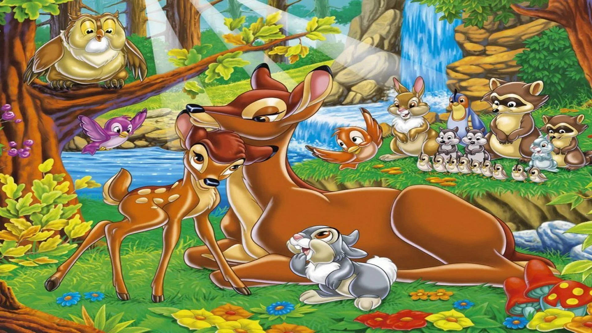 Bambi, mother deer, fawn, Full HD Desktop Wallpaper