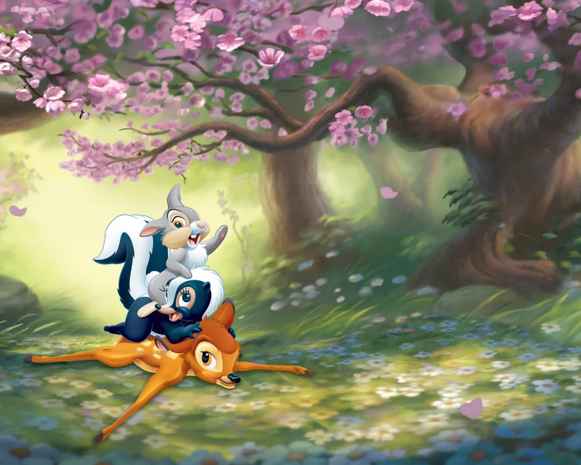 Bambi, skunk, rabbit, Full HD Desktop Wallpaper