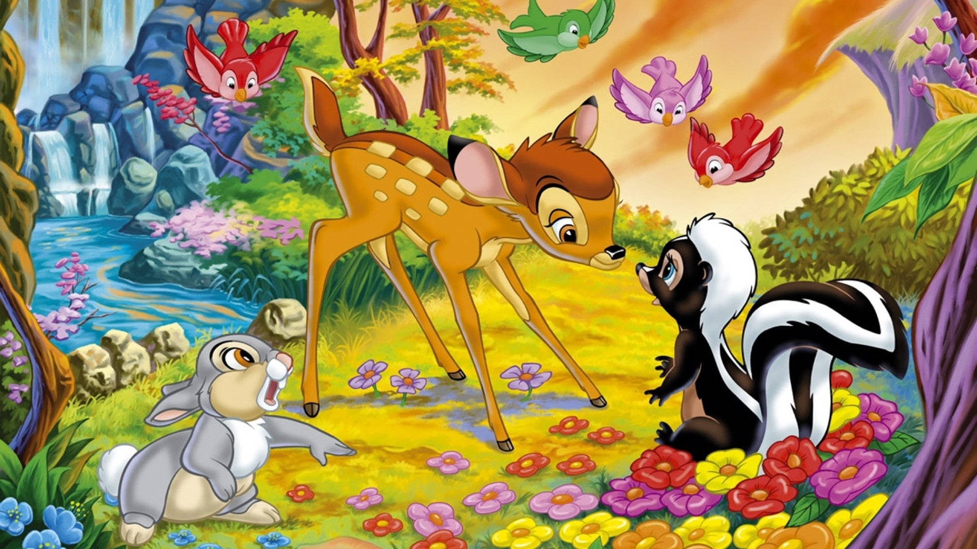 Bambi, skunk, rabbit, Full HD Desktop Wallpaper