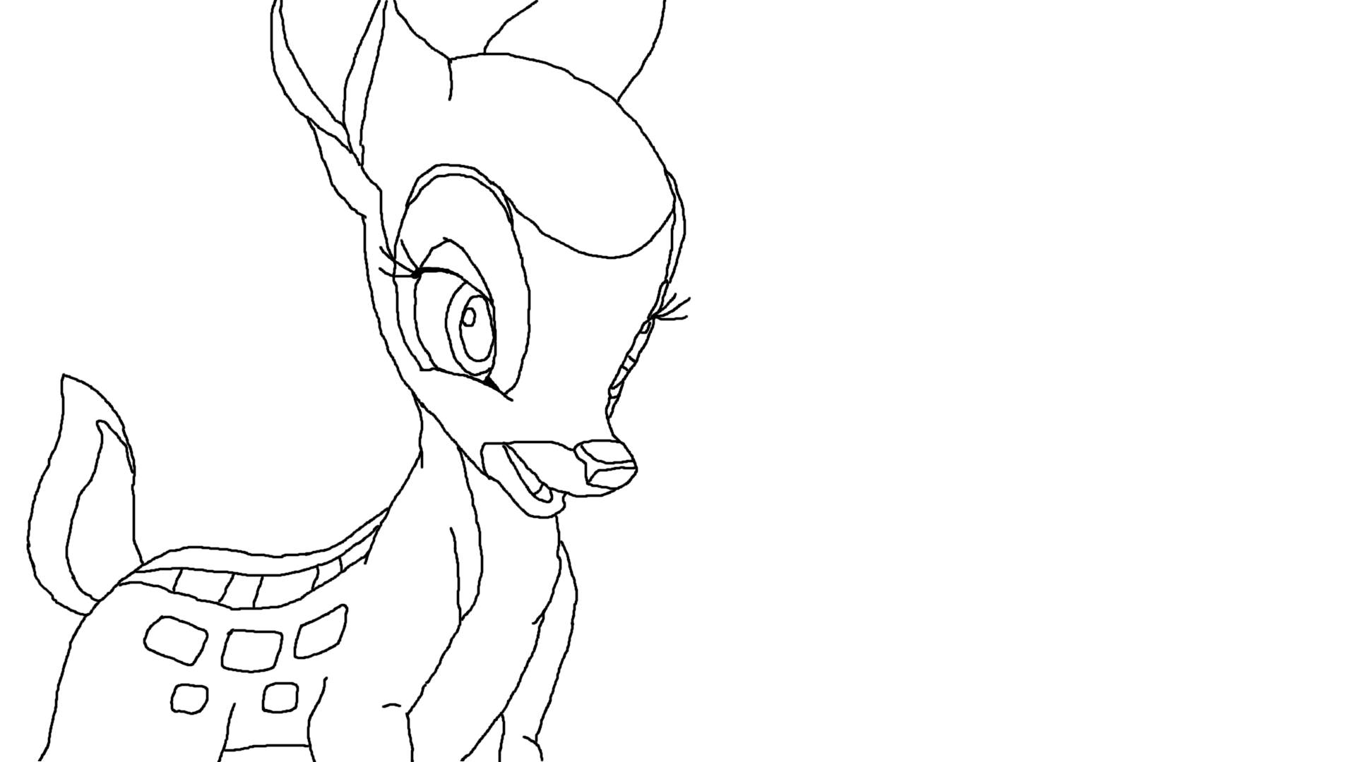 Bambi, minimalist, black and white line drawing, Full HD Desktop Wallpaper