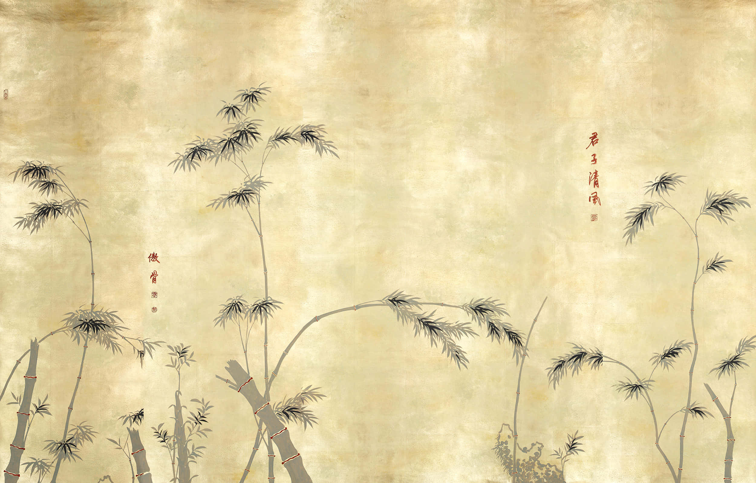 Chinese bamboo, ink bamboo stalks, textured beige parchment, Full HD Desktop Wallpaper