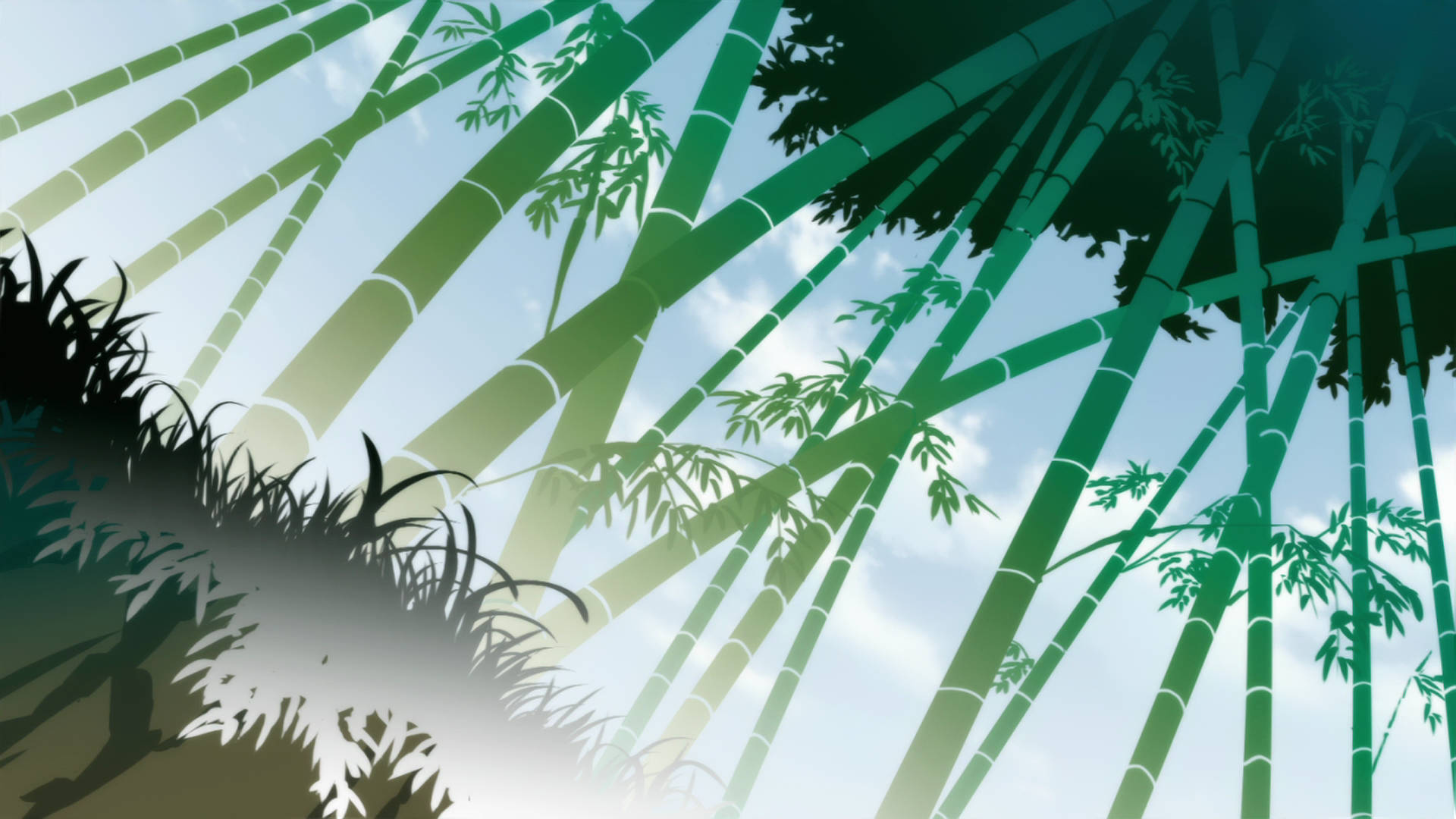 Bamboo HD Graphic Artwork, green bamboo stalks, bright sky, Full HD Desktop Wallpaper