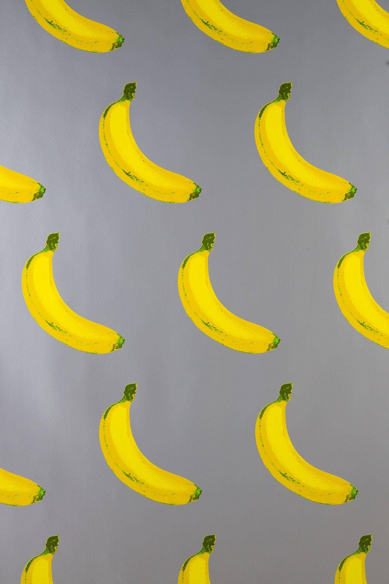 banana art pattern, bright yellow bananas, green stems, Full HD Phone Wallpaper
