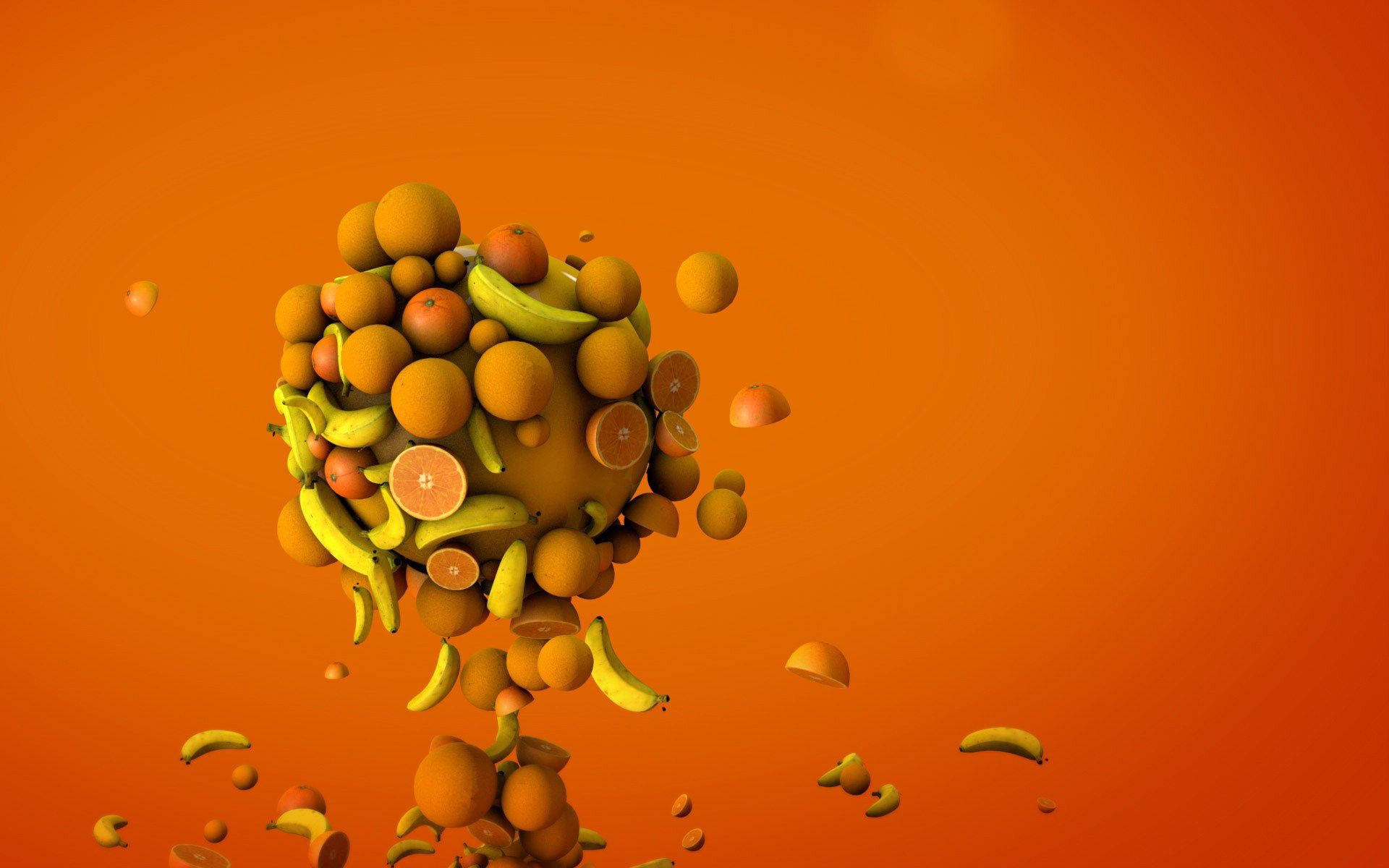orange, bananas, 3d-rendered, Full HD Desktop Wallpaper