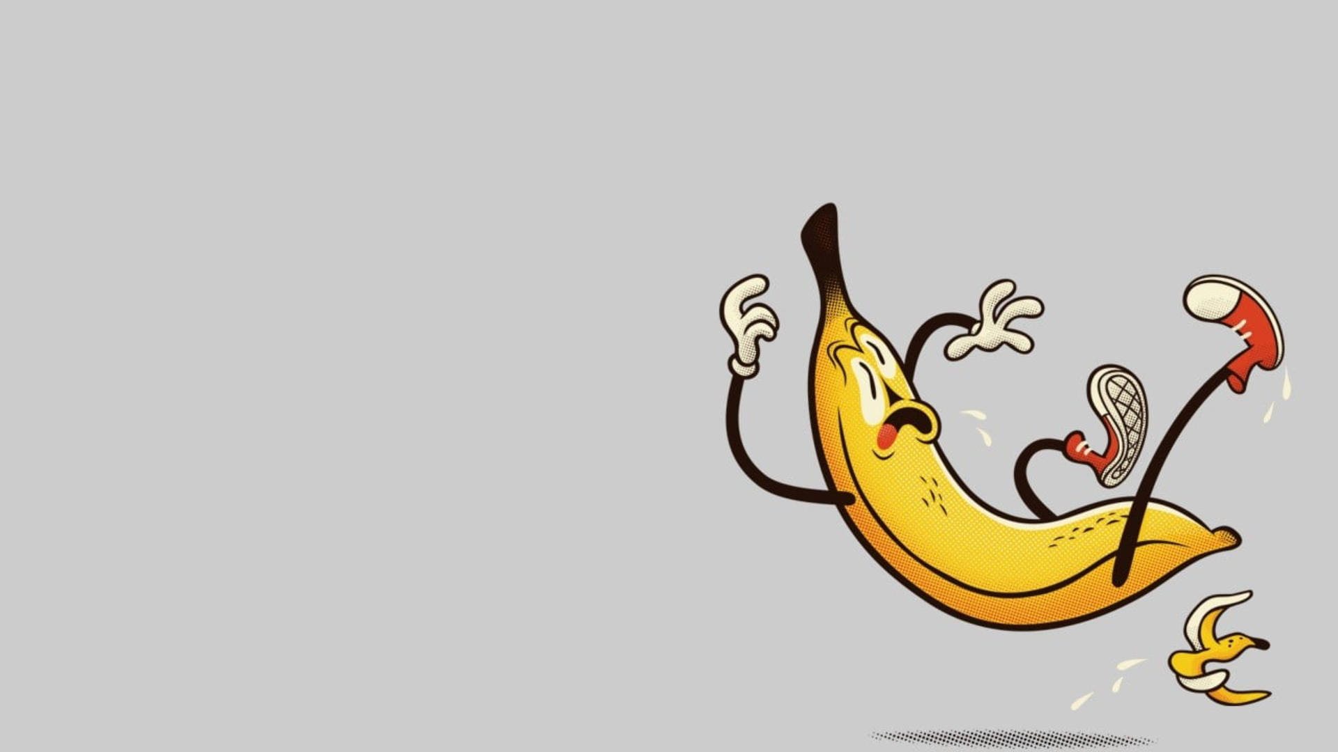 slipping banana cartoon, cartoon banana, arms legs, Full HD Desktop Wallpaper