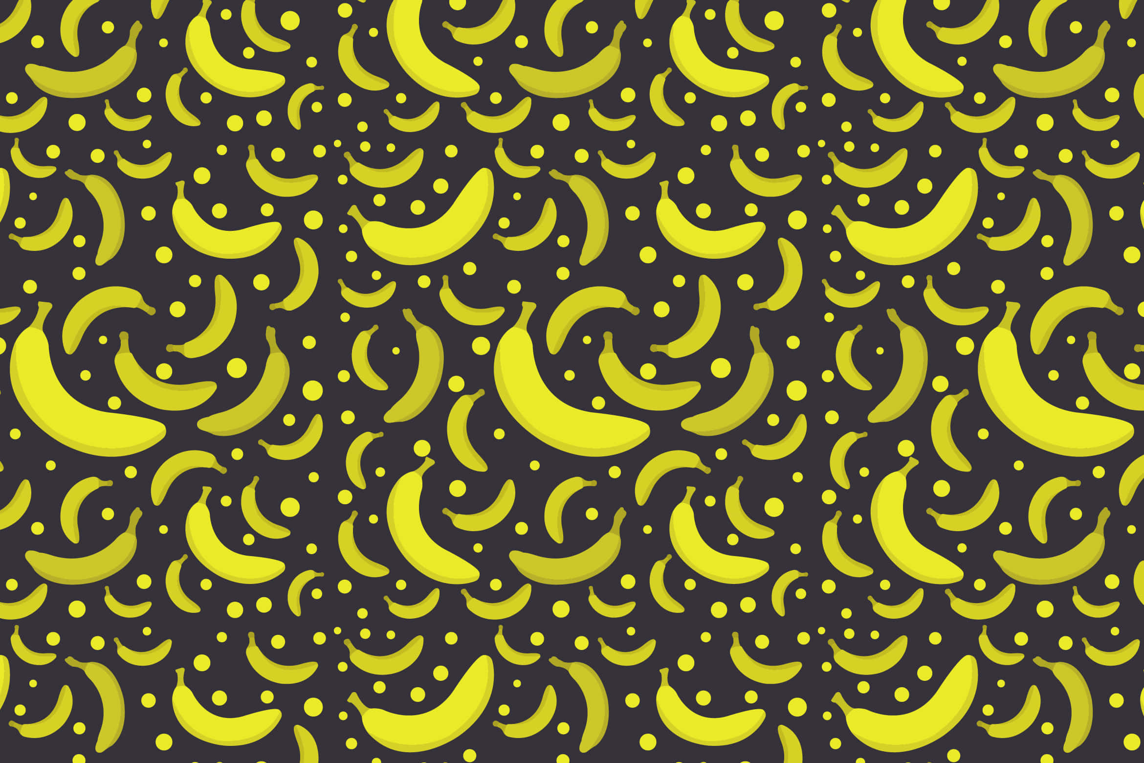 banana pattern, vibrant yellow bananas, dark gray background, Full HD Desktop Wallpaper