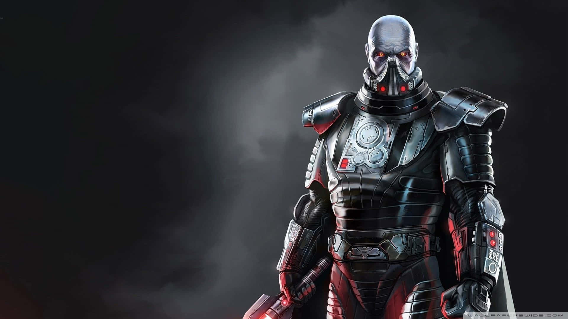 Bane, glowing red eyes, dark smoky background, Full HD Desktop Wallpaper