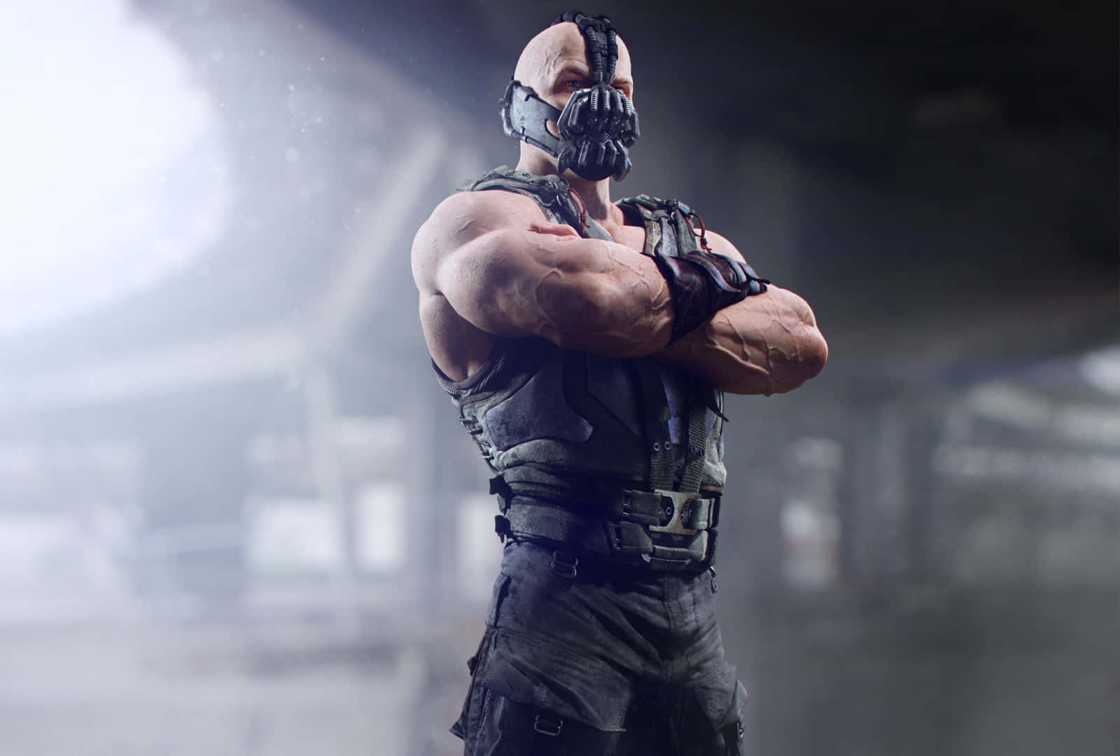 Bane, muscular bald man, black armored suit, HD Desktop Wallpaper