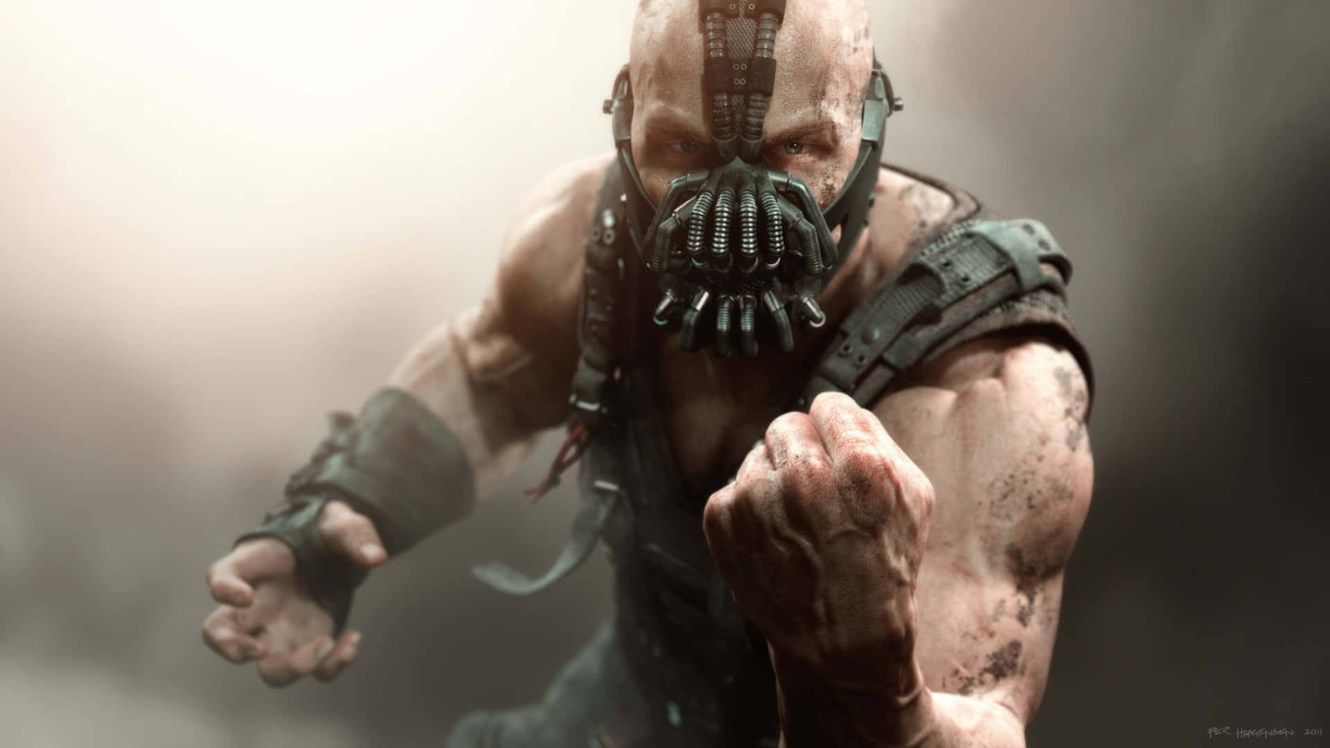 Bane, bat-like mask, smoky, Full HD Desktop Wallpaper