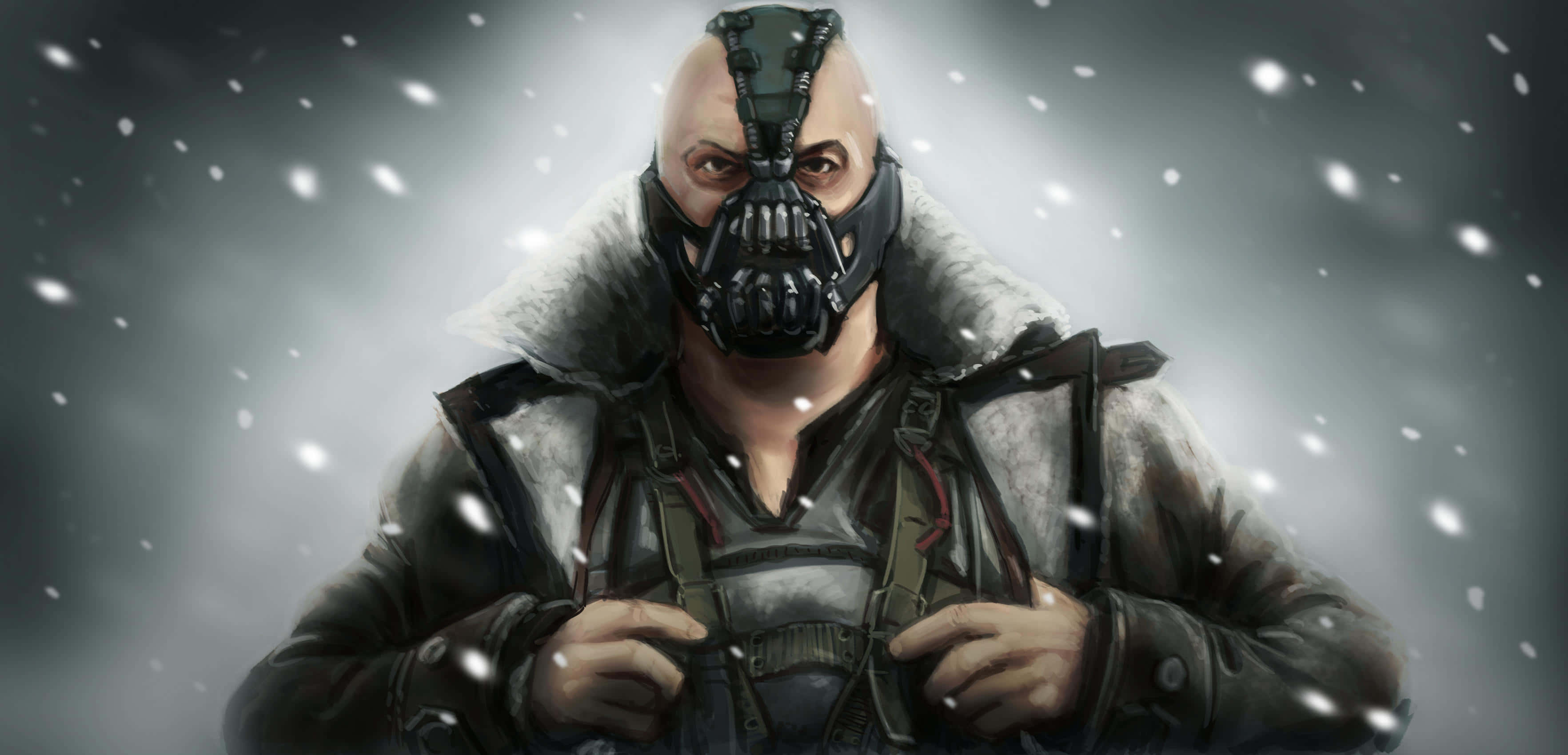 Bane, snowy storm, iconic mask, 2K Desktop Wallpaper