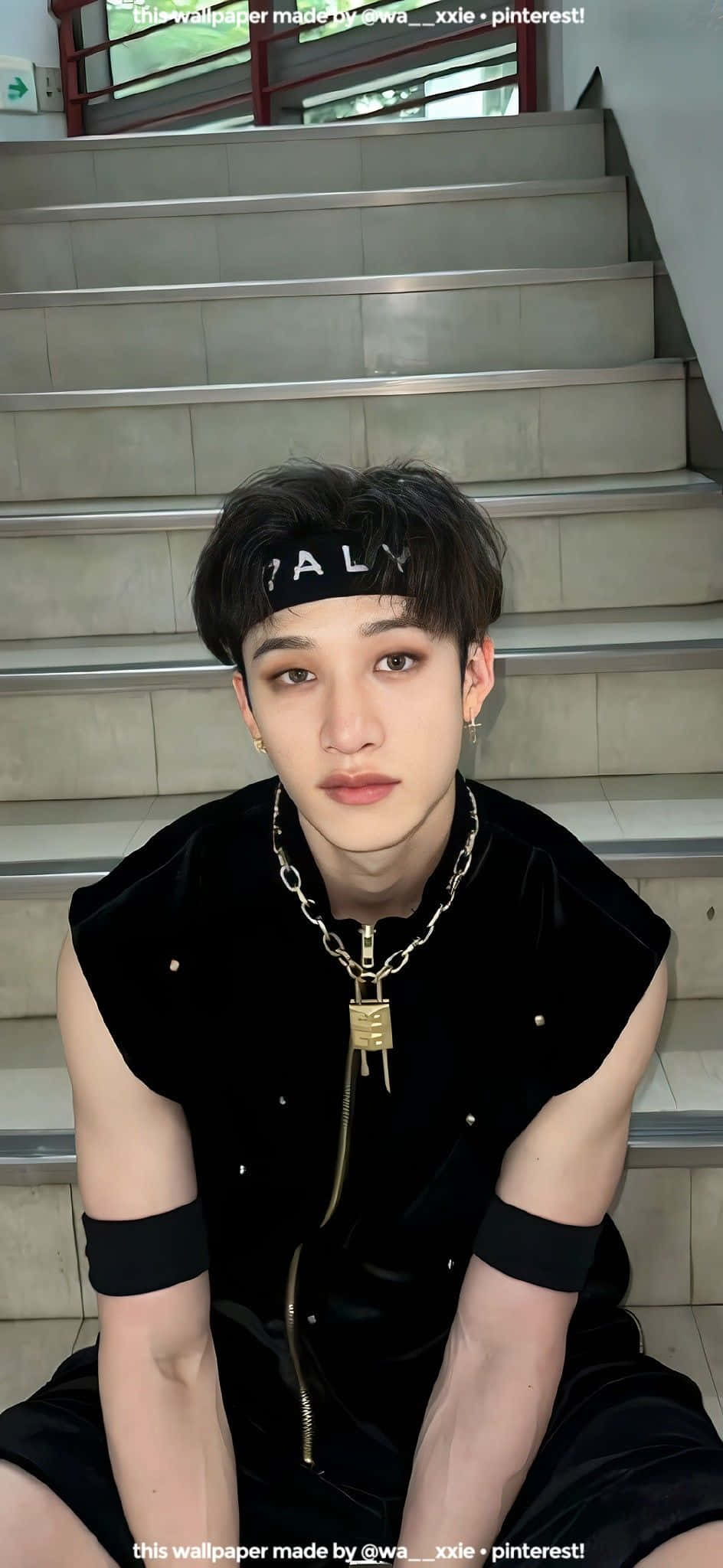 Bang Chan, staircase, concrete stairs, Full HD Phone Wallpaper