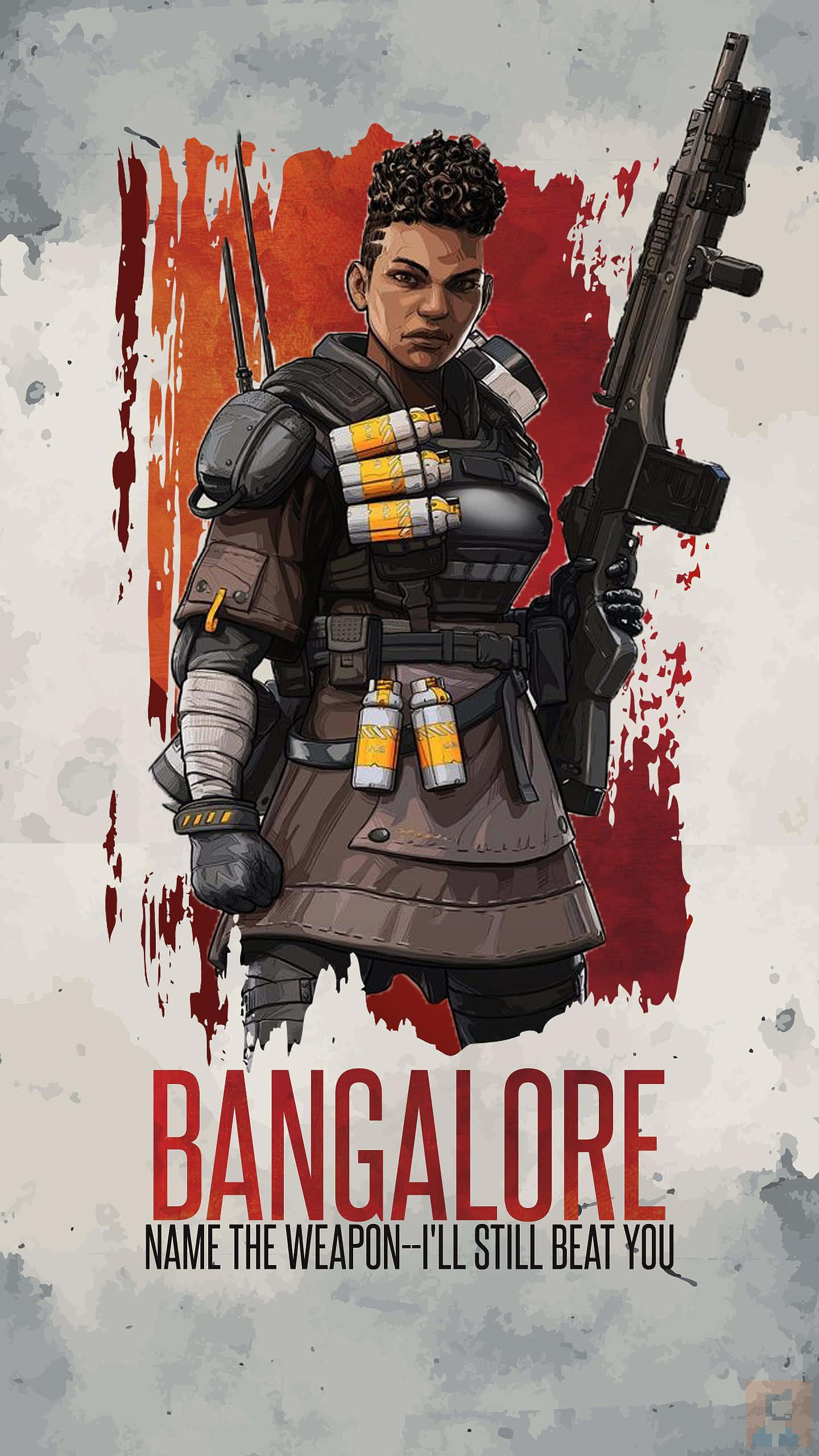 Bangalore Apex, curly hair, rifle, 2K Phone Wallpaper