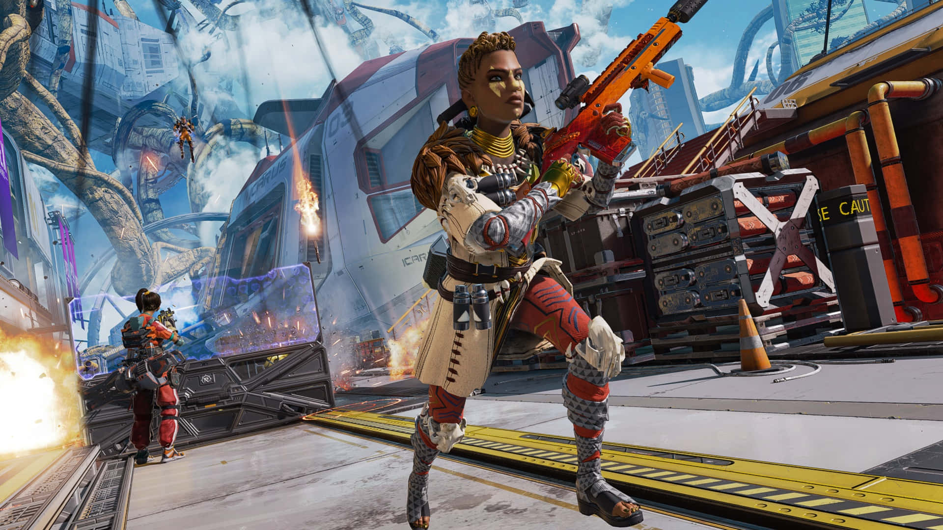 Bangalore Apex, fierce female soldier, futuristic armor, Full HD Desktop Wallpaper