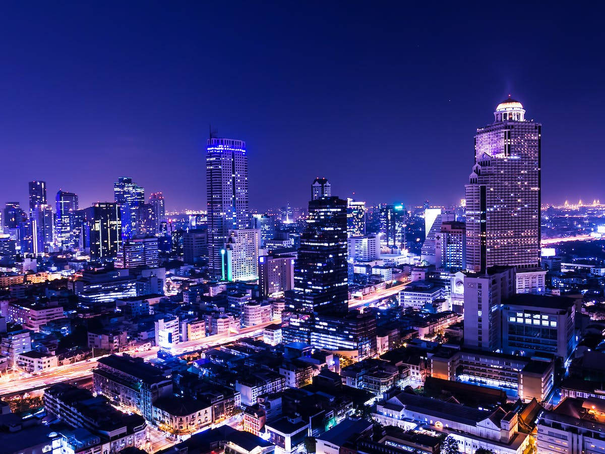 Bangkok, Purple Neon, Night, SD Desktop Wallpaper