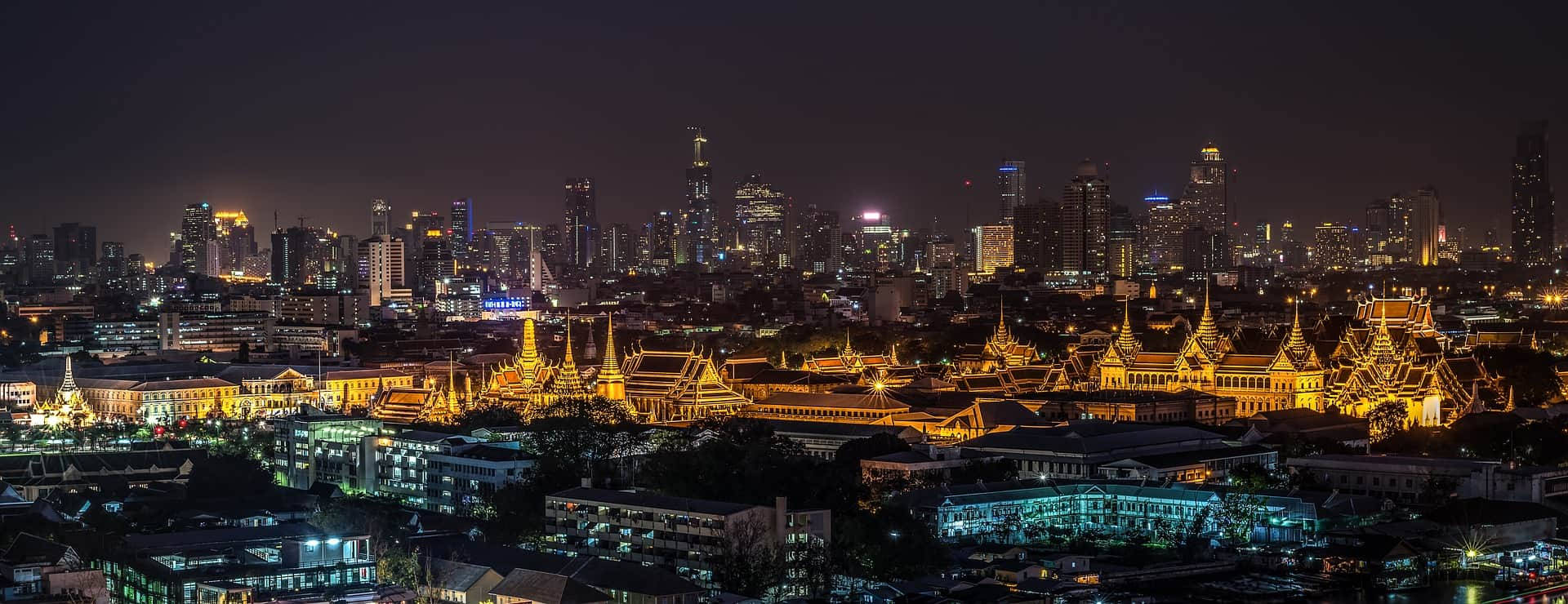 Bangkok, night view, skyline, Full HD Desktop Wallpaper