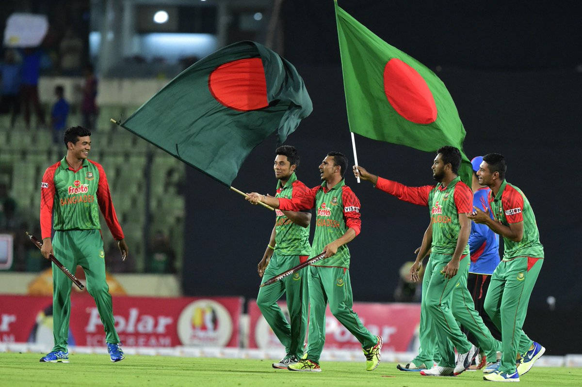 Bangladesh Cricket Team, Bangladesh flag, stadium field, SD Desktop Wallpaper
