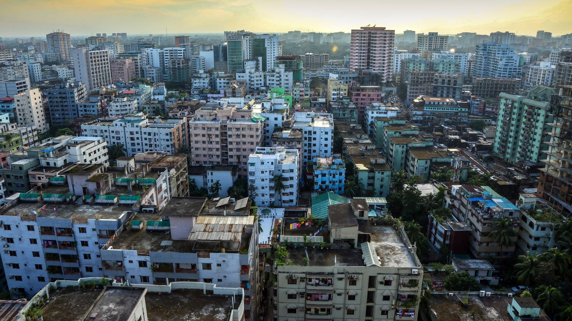 Bangladesh, urbanized area, aerial view, Full HD Desktop Wallpaper