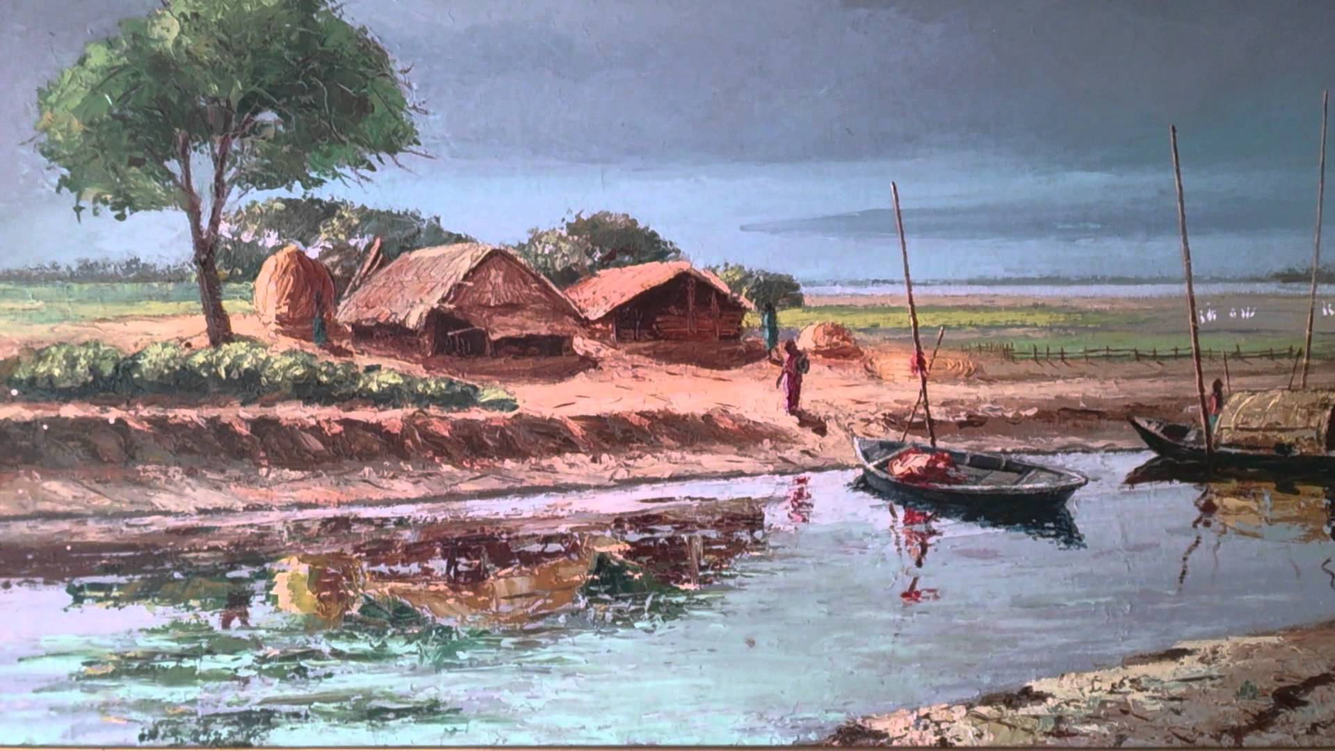 Bangladesh, village scenery, riverside village, Full HD Desktop Wallpaper
