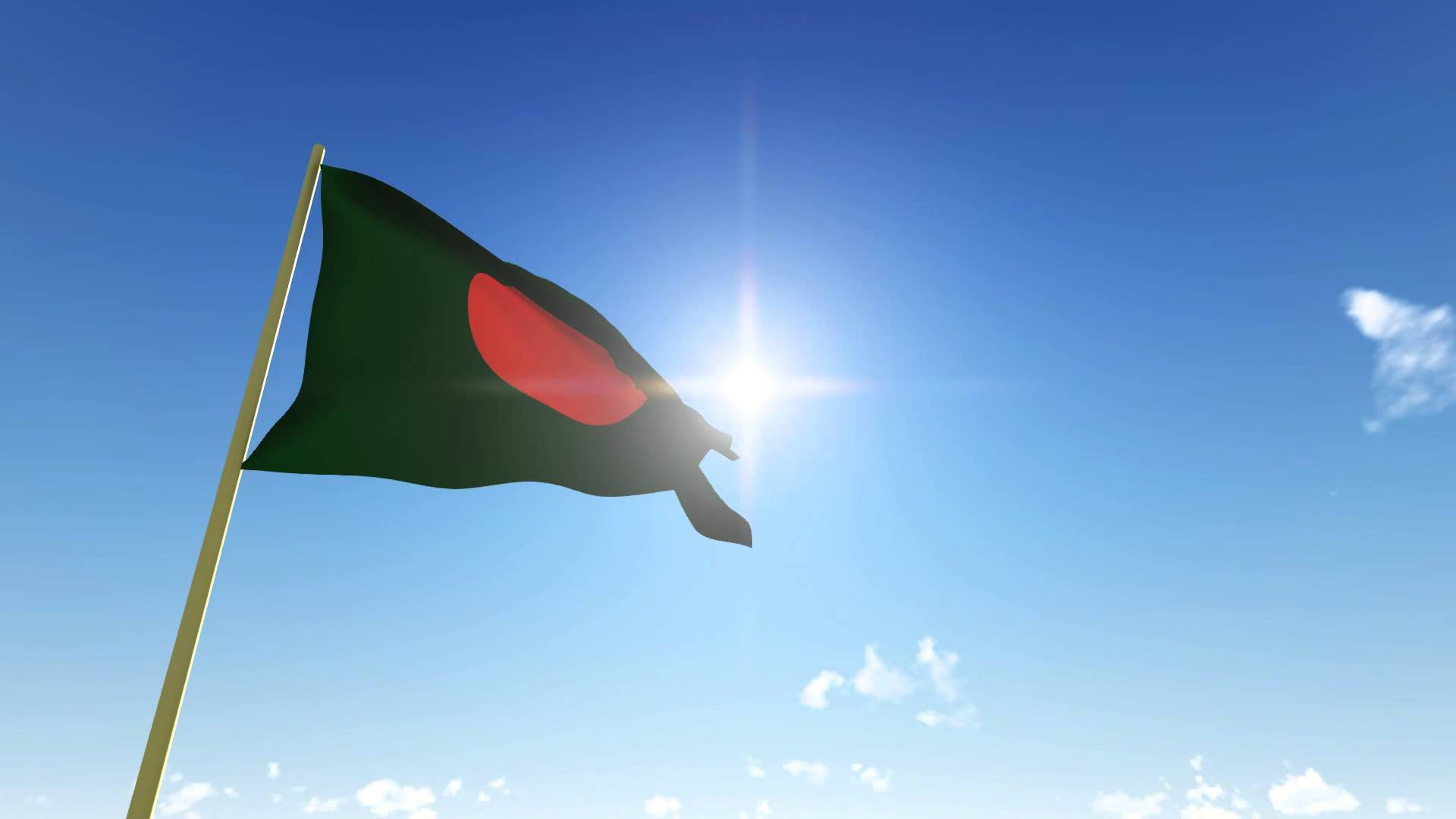 Bangladesh flag, flag pole, bright blue sky, Full HD Desktop Wallpaper