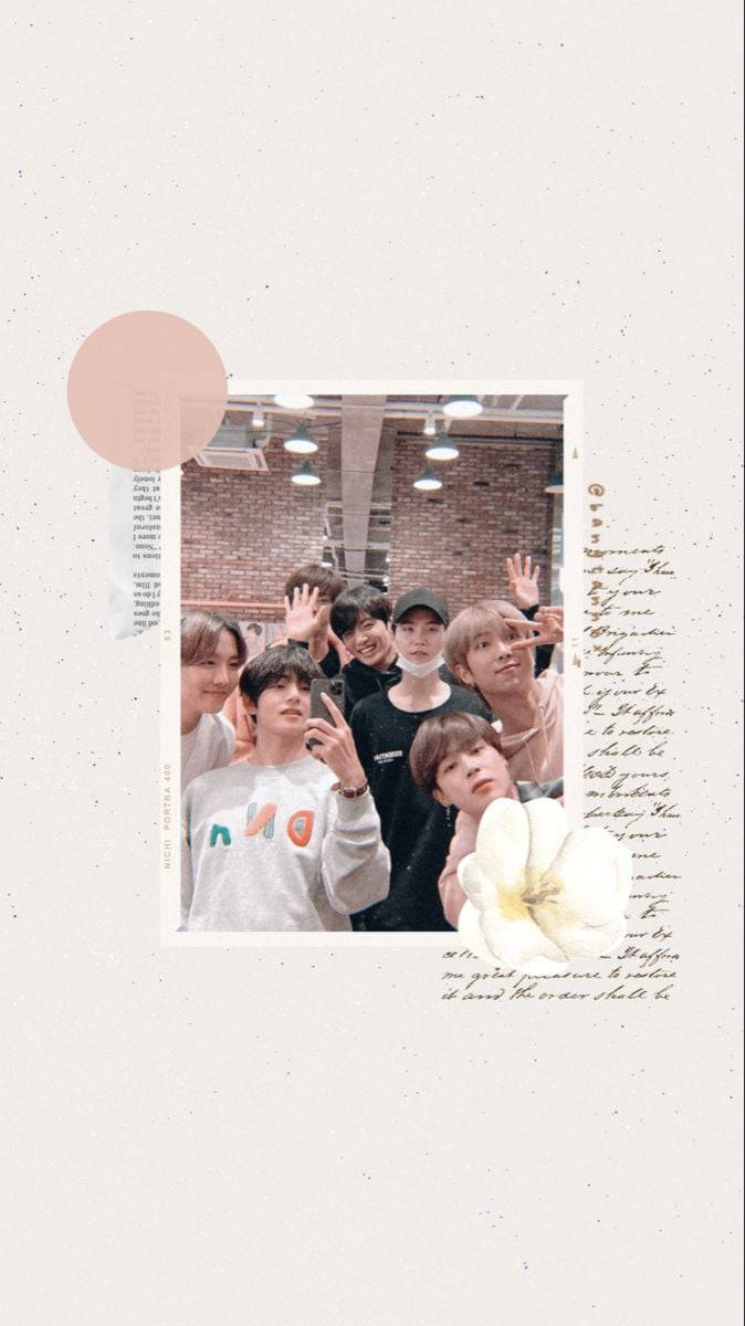 Bangtantv, brick-walled room, vintage photo collage, SD Phone Wallpaper